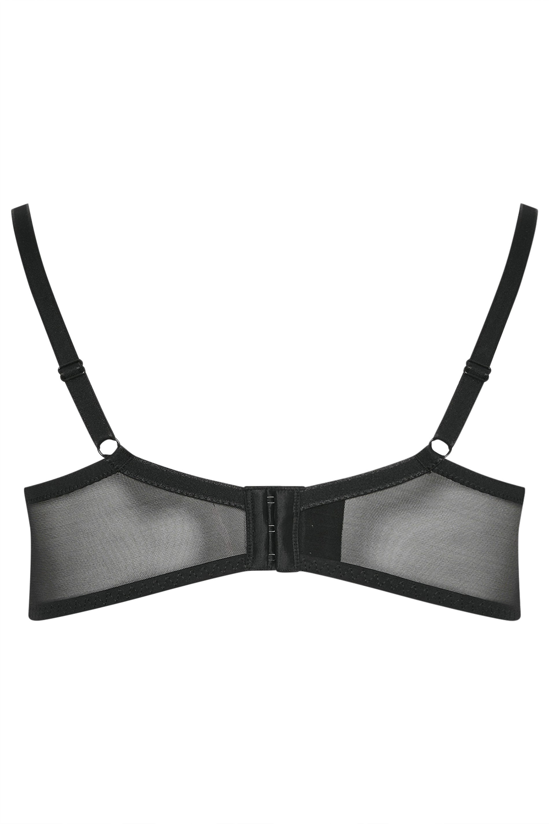 YOURS Plus Size Black Contrast Lace Non-Padded Underwired Bra | Yours Clothing 6