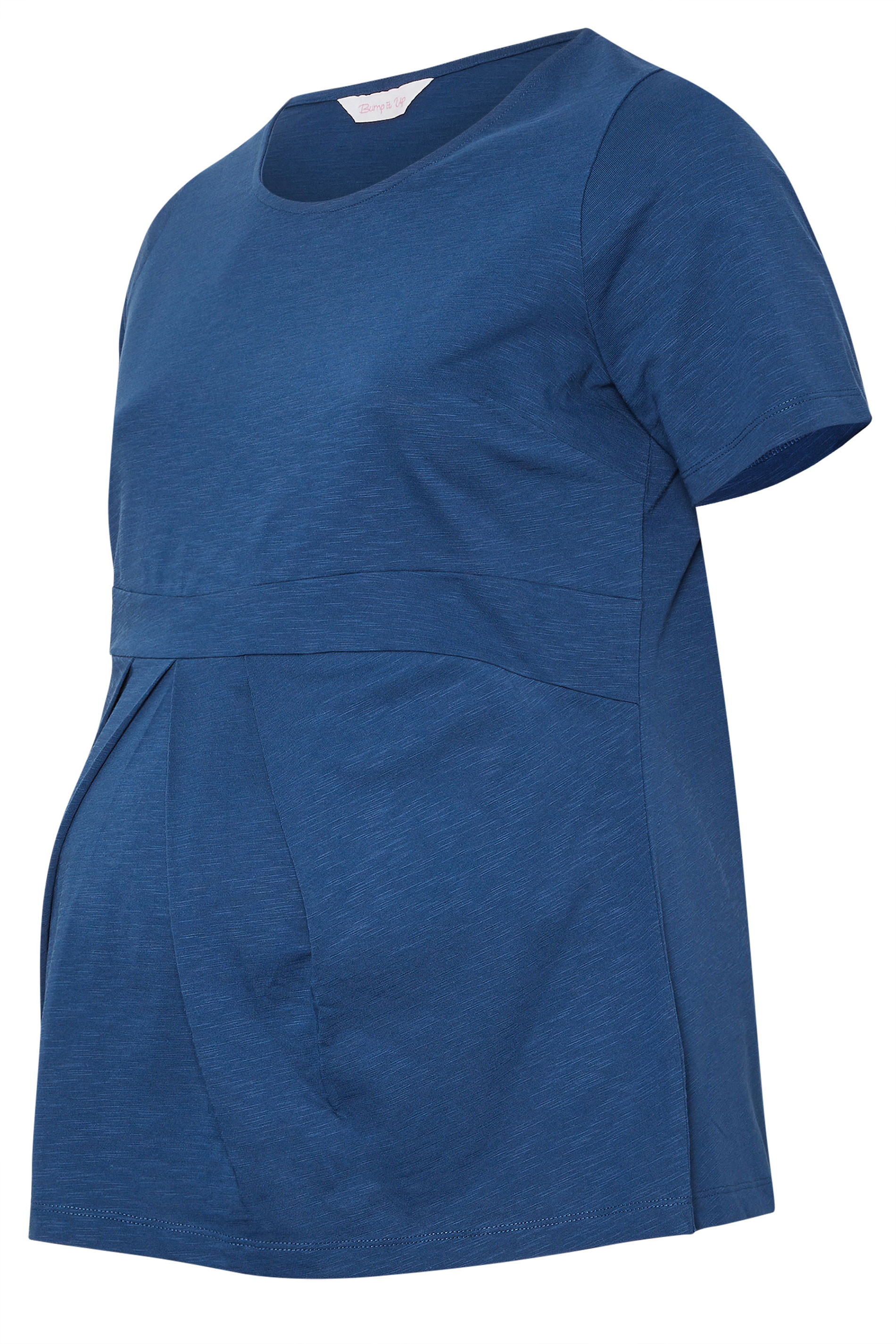 BUMP IT UP MATERNITY Plus Size Navy Blue Soft Cotton Pleat Front Peplum Top | Yours Clothing 6