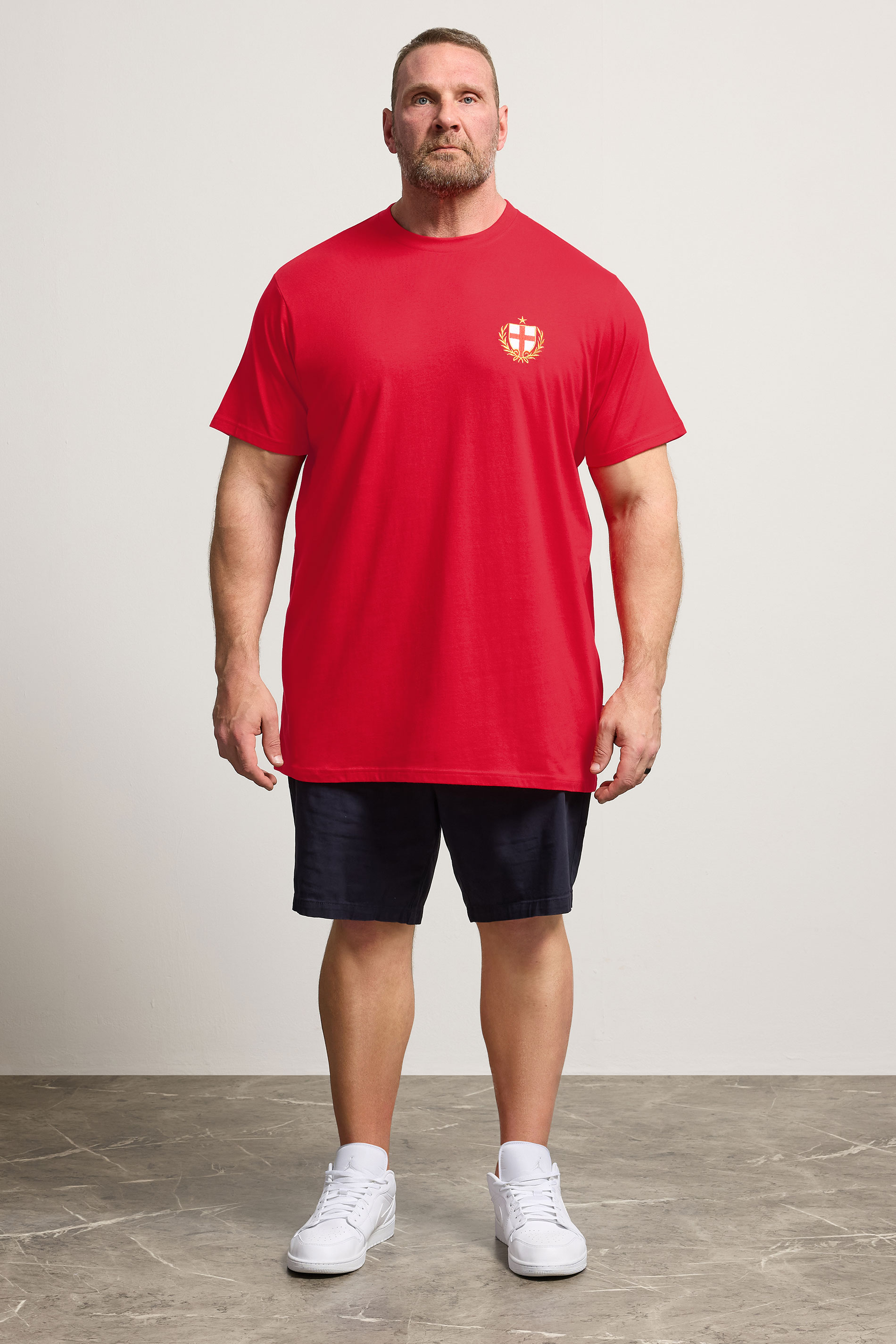 BadRhino Big & Tall Red Extra Long England Crest T-Shirt | BadRhino 1