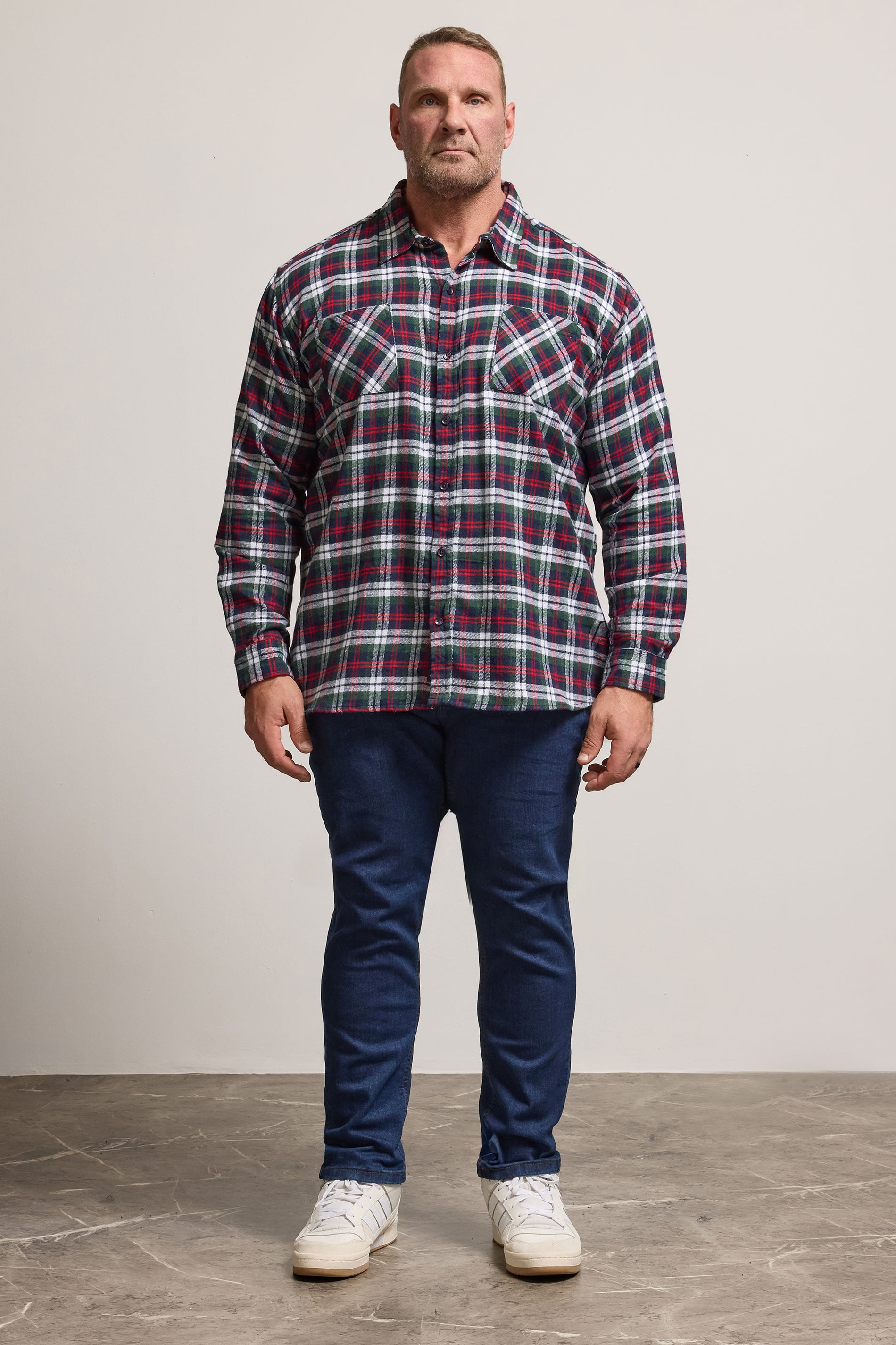 BadRhino Big & Tall Red Check Print Long Sleeve Flannel Shirt | BadRhino 1