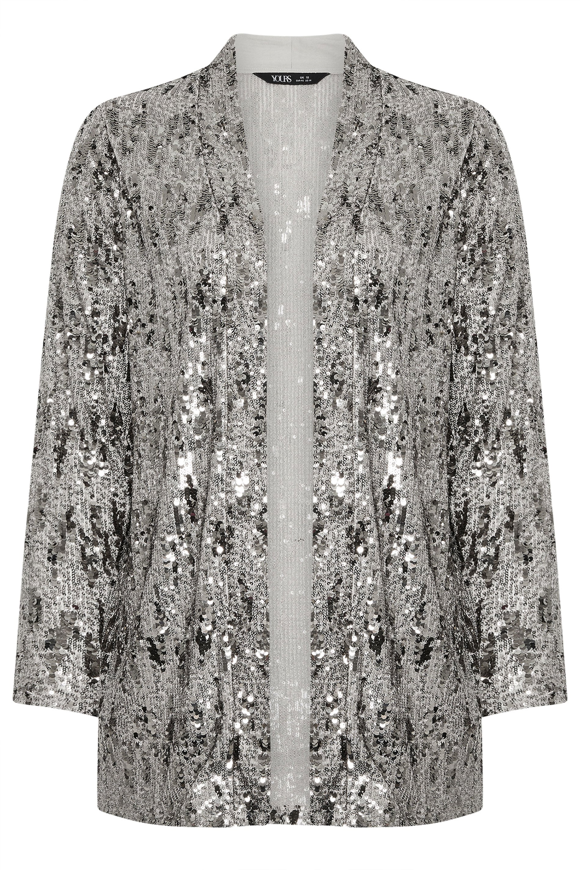 YOURS Plus Size Silver Sequin Kimono | Yours Clothing 6