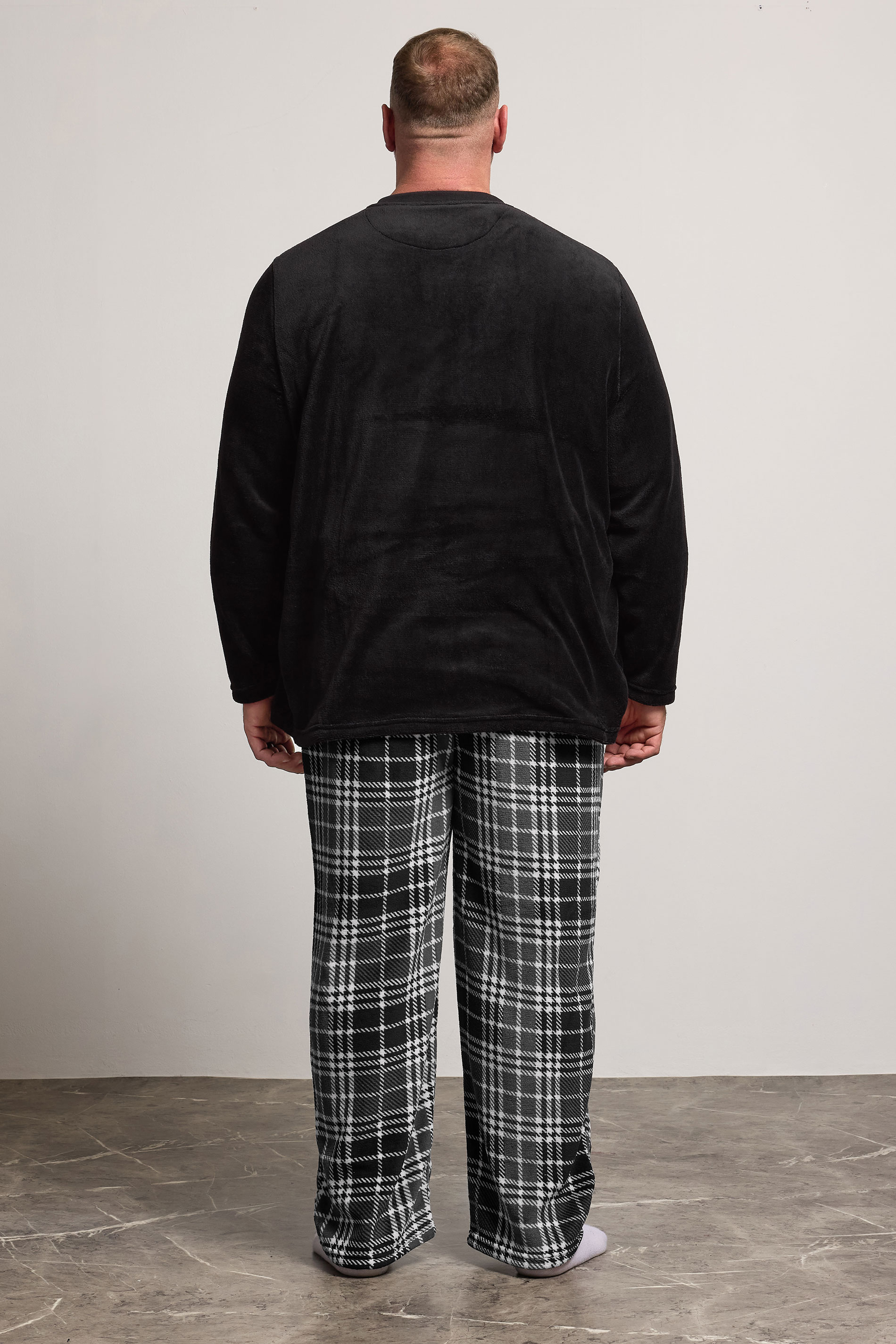 BadRhino Big & Tall Black Check Fleece Lounge Set | BadRhino 1
