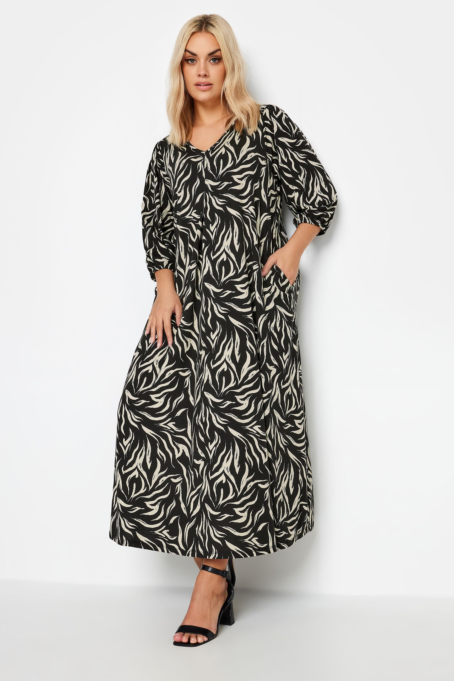 YOURS Plus Size Black Zebra Print Maxi Dress | Yours Clothing 2