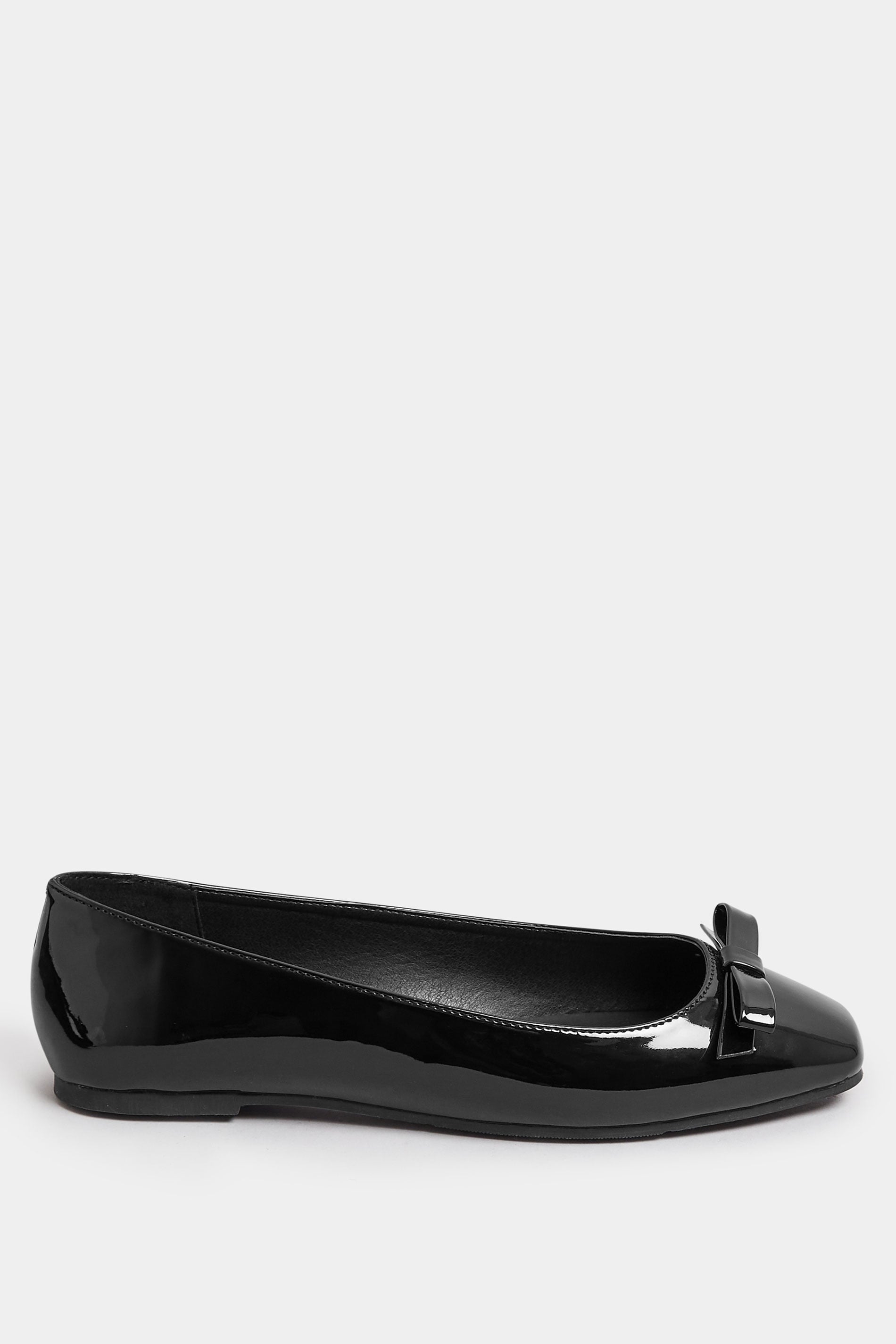LTS Women's Black Patent Ballet Pumps In Standard Fit | Long Tall Sally 2