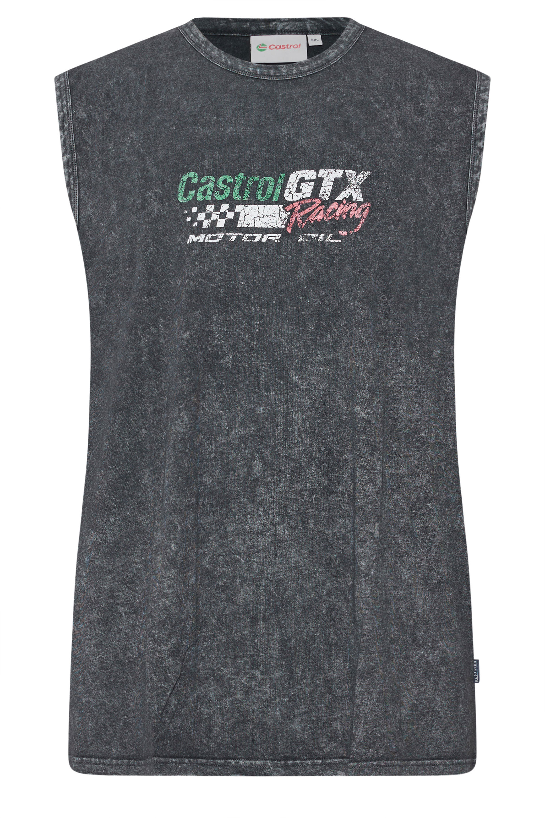 BadRhino Big & Tall Black Acid Wash 'Castrol' Graphic Vest | BadRhino 8