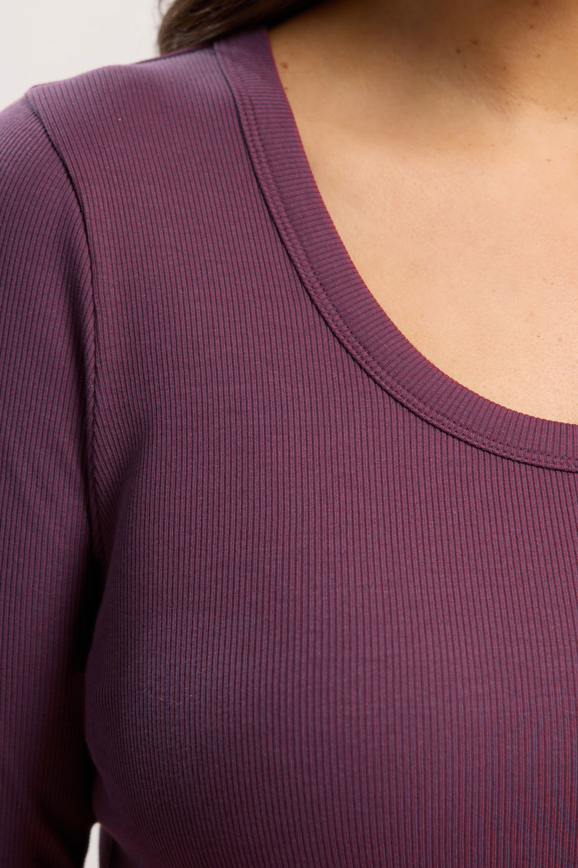 YOURS Plus Size Purple Ribbed Scoop Neck Top | Yours Clothing 4