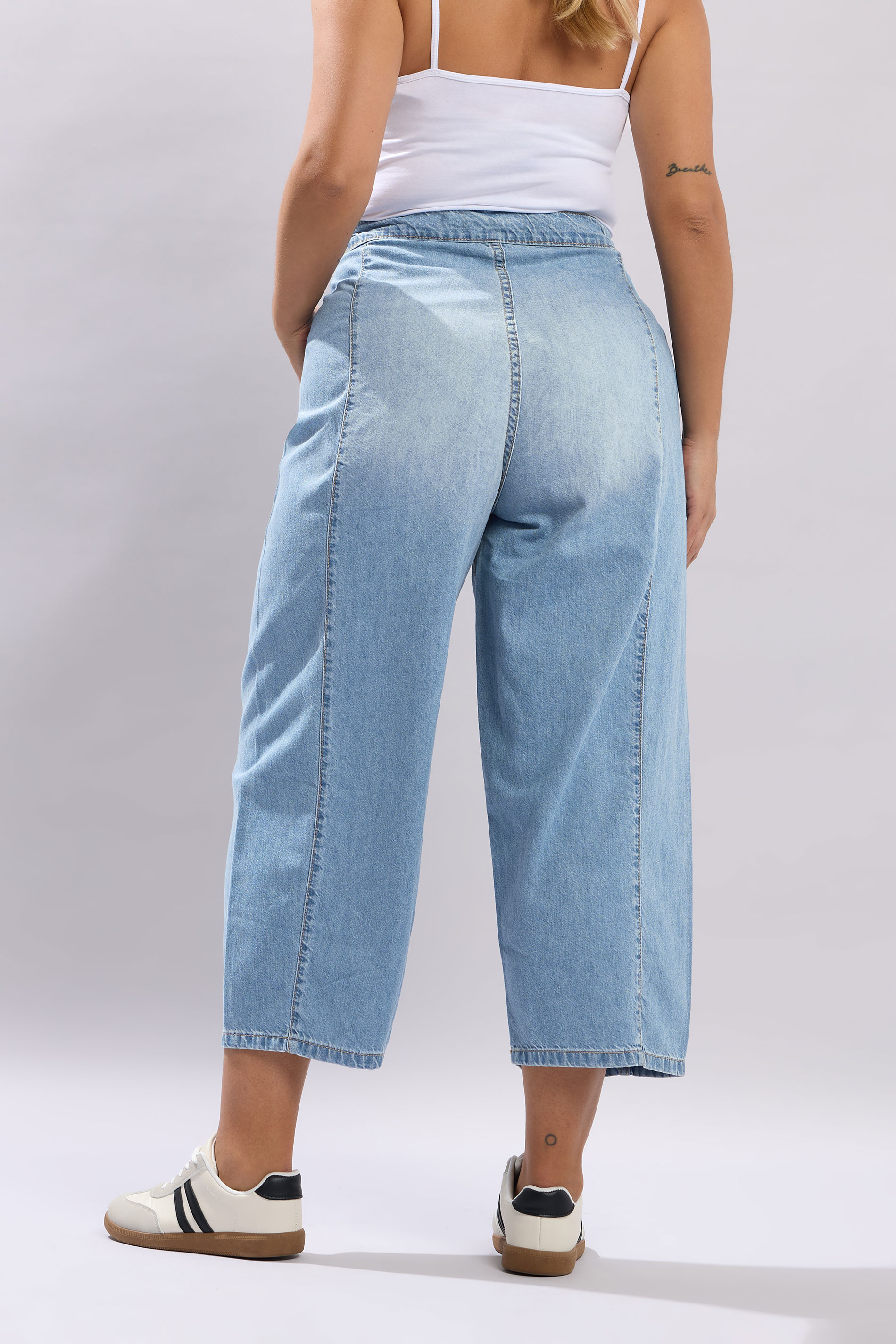 YOURS Plus Size Light Blue Blue Crop Barrel Jeans | Yours Clothing 2