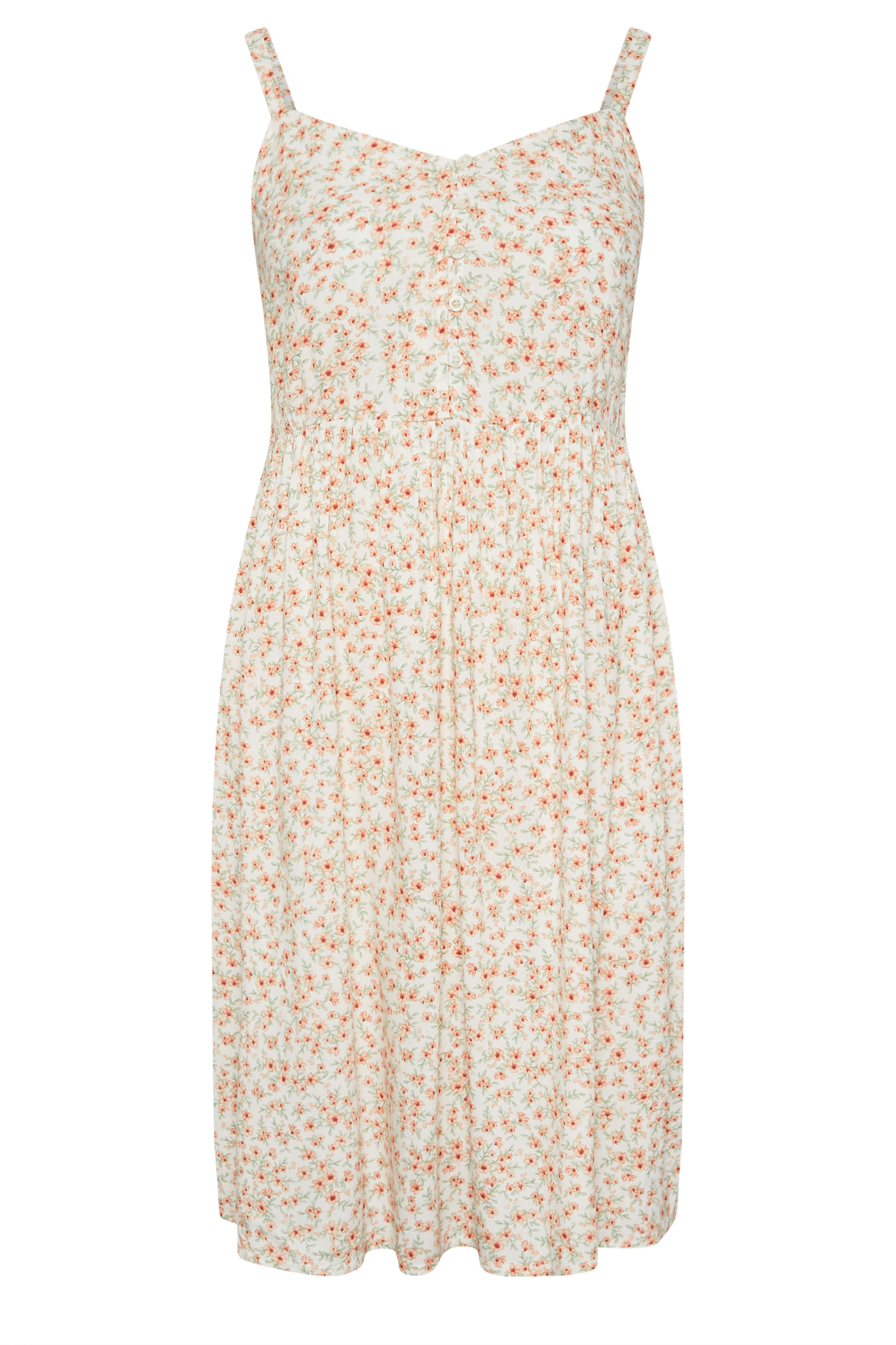 YOURS Plus Size White Ditsy Floral Print Strappy Sundress | Yours Clothing 7