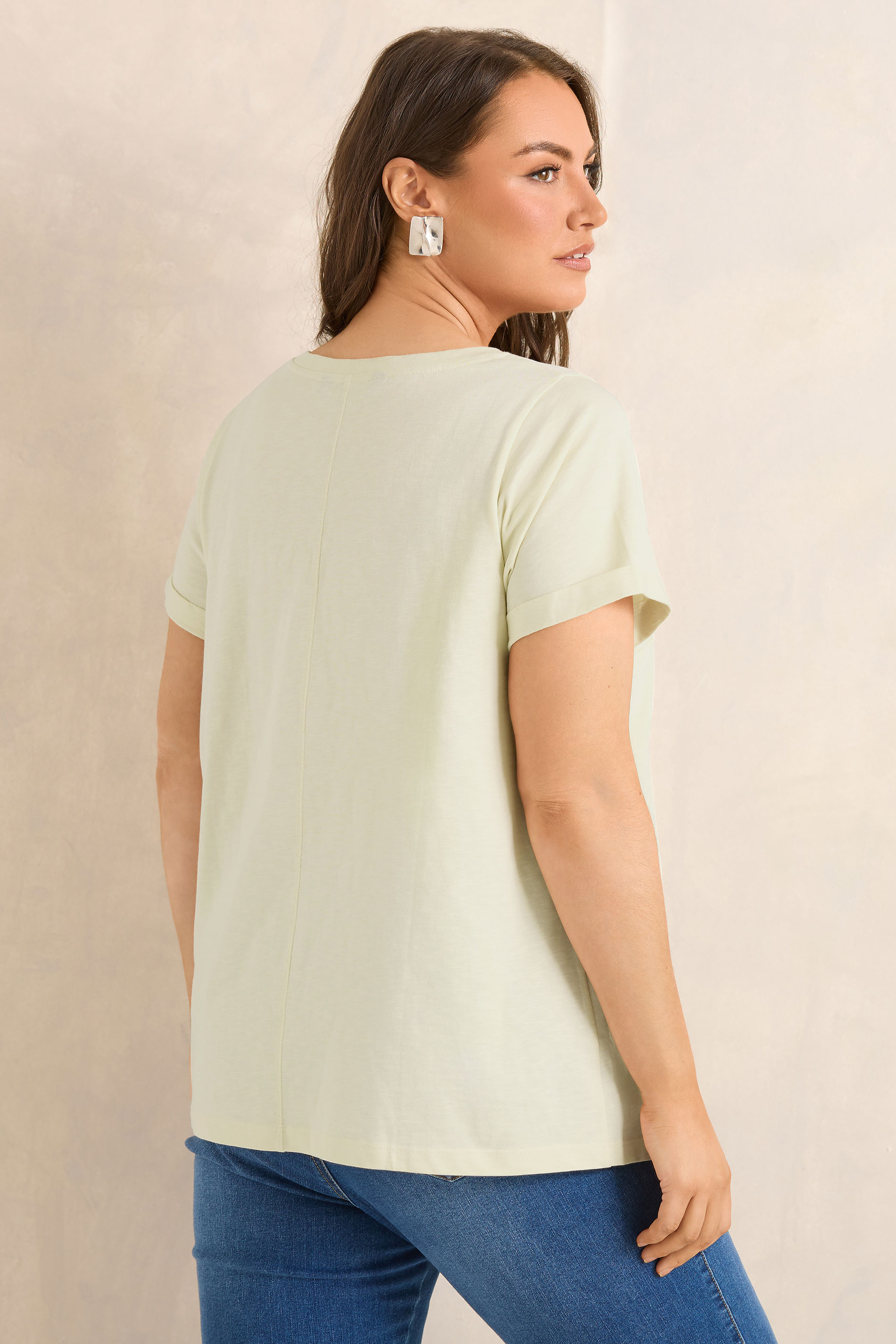 EVANS Plus Size Natural V-Neck Cotton T-Shirt | Evans 2