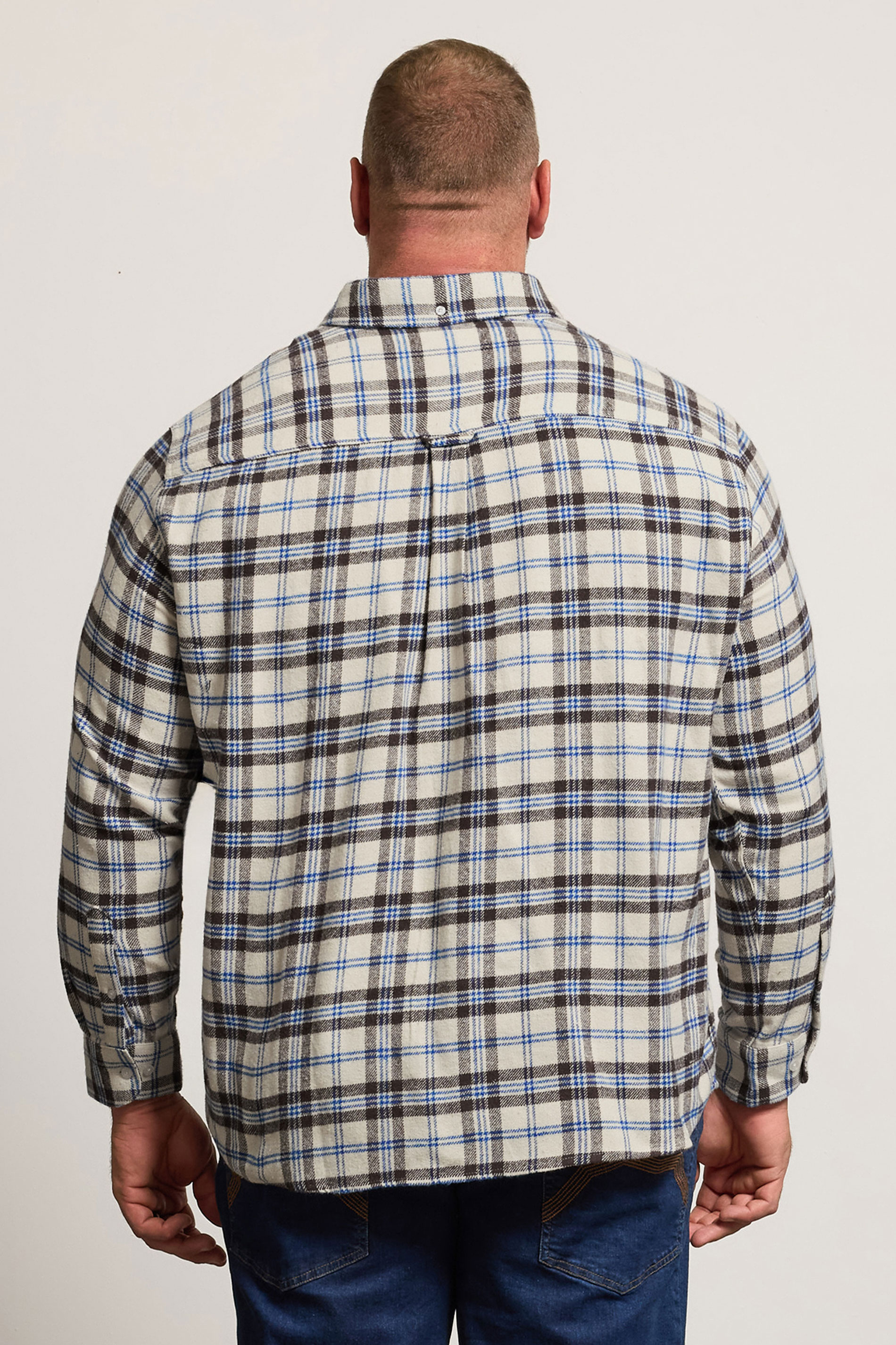 BadRhino Big & Tall Brown & Blue Brushed Checked Shirt | BadRhino 2