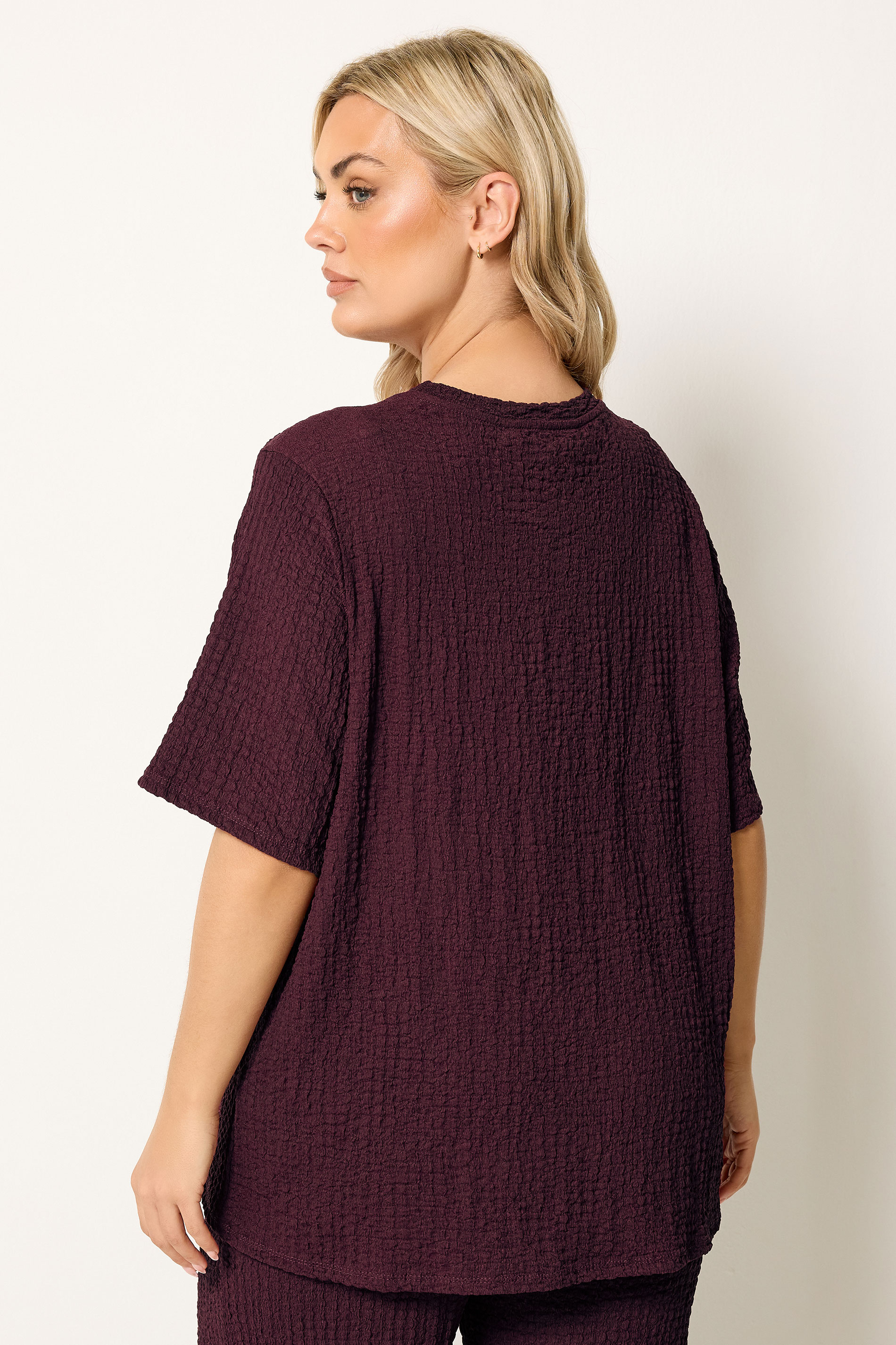 YOURS Plus Size Burgundy Red Bubble Texture Top | Yours Clothing 2