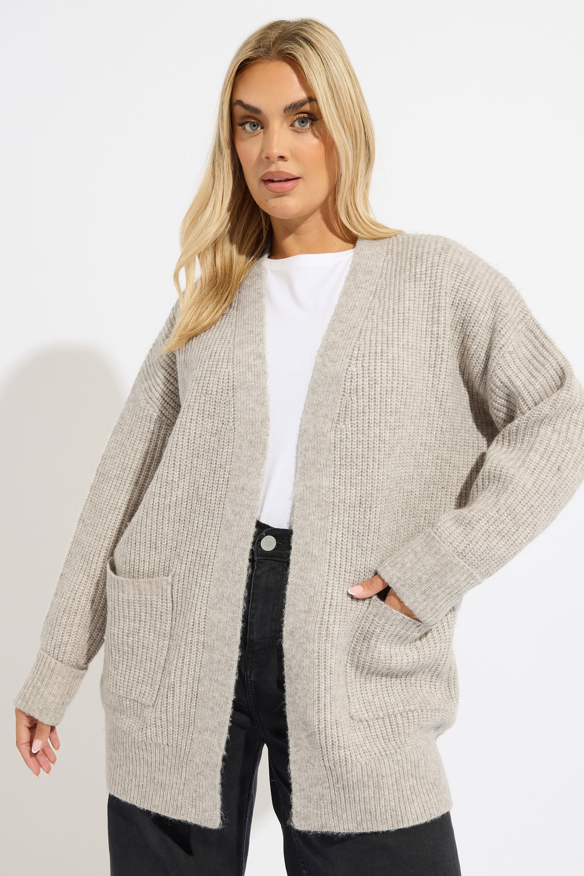 YOURS Plus Size Natural Brown Soft Touch Knitted Cardigan | Yours Clothing 3