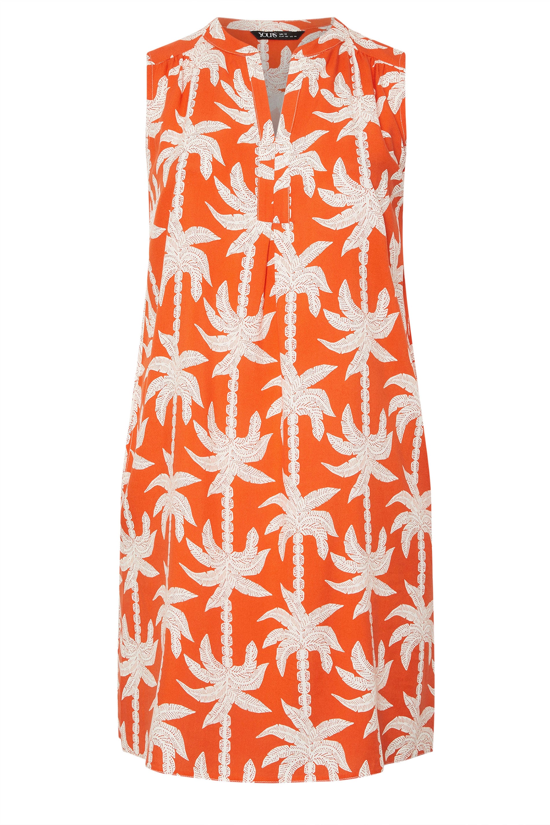 YOURS Plus Size Orange Palm Tree Print Mini Dress | Yours Clothing 5