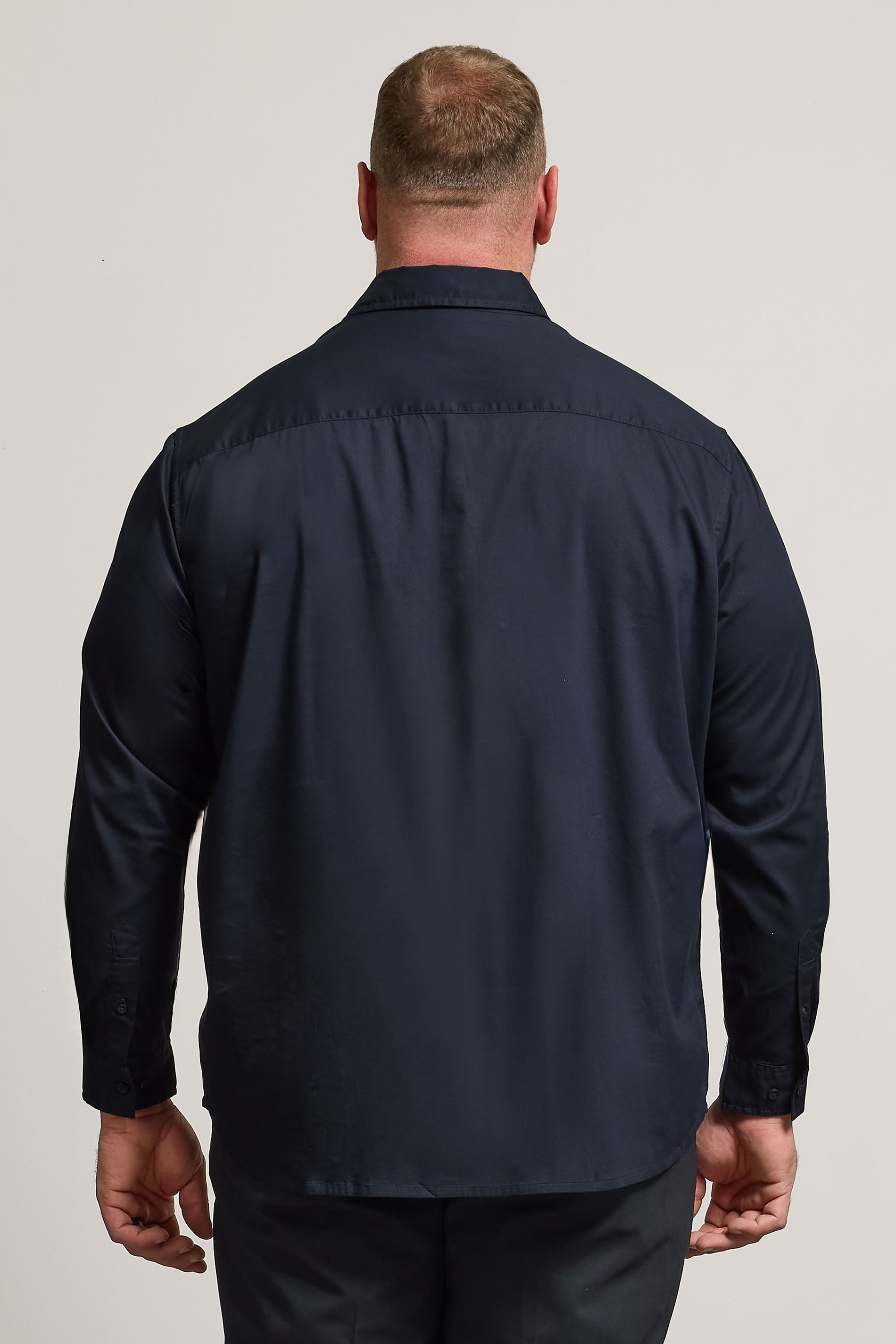 BadRhino Big & Tall Navy Blue Stretch Long Sleeve Shirt | BadRhino 2