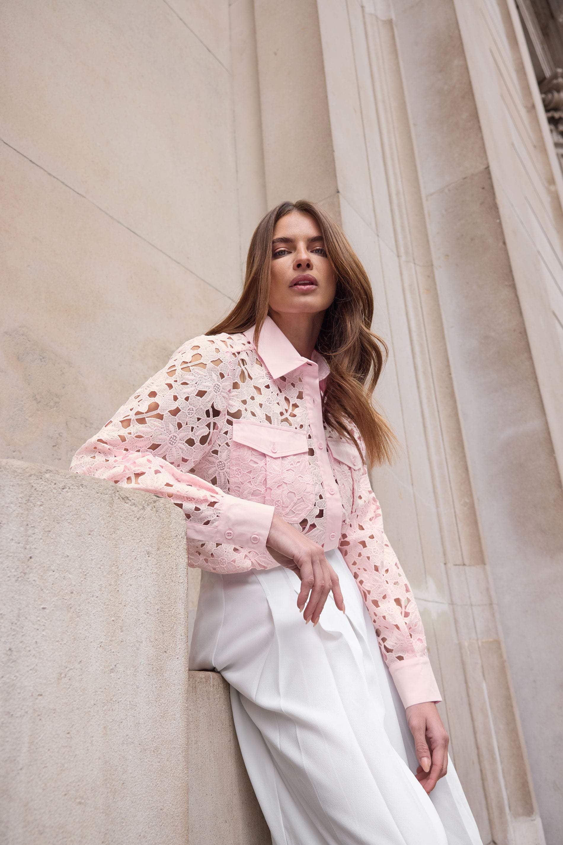STAR Pink Lace Button Through Shirt | StarByJM 3