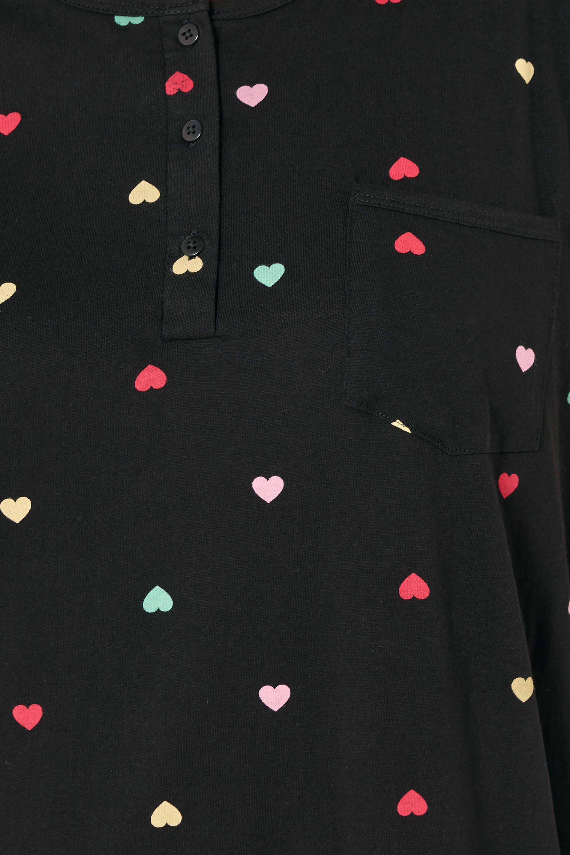 YOURS Plus Size Black Heart Placket Nightdress | Yours Clothing 4