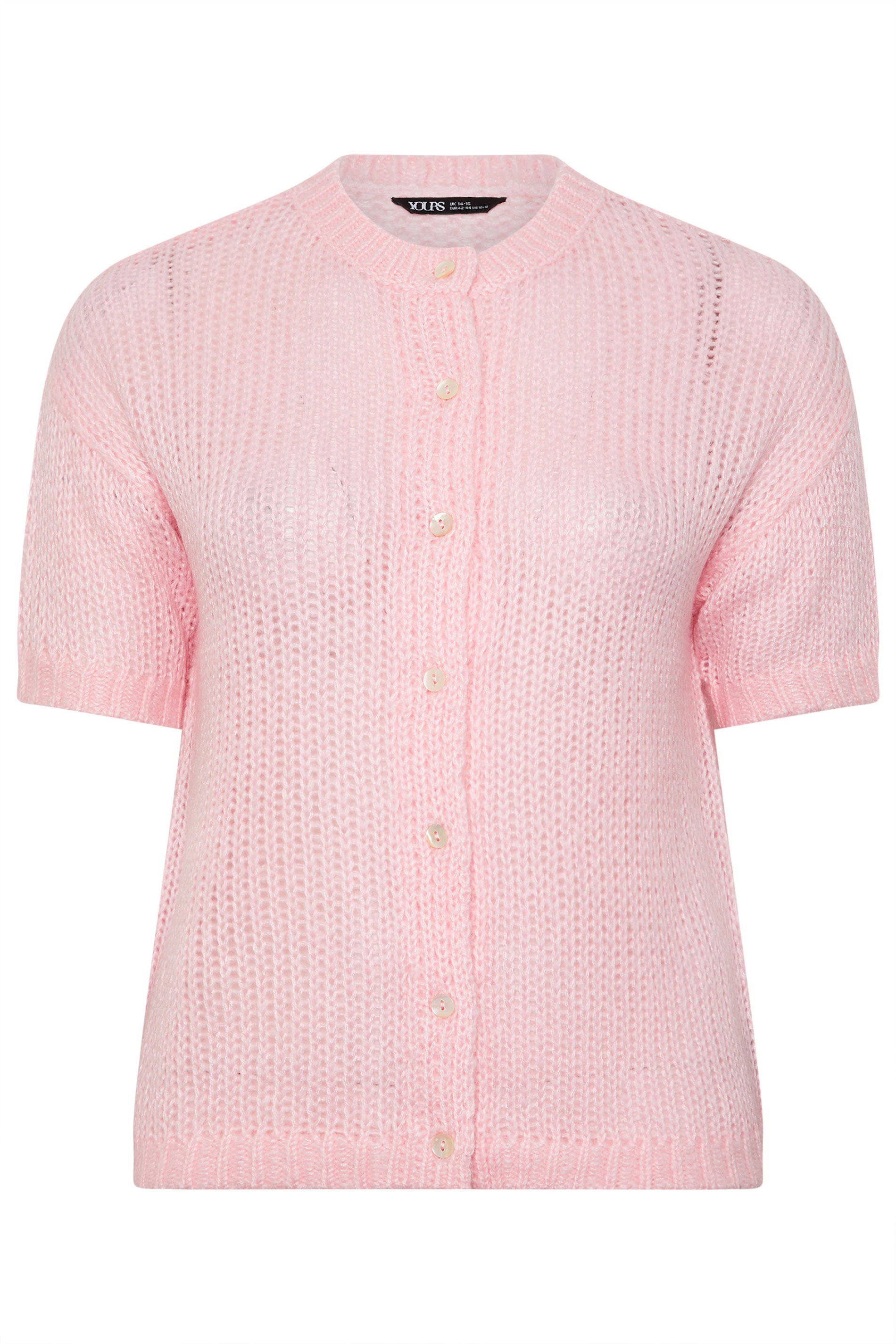 YOURS Plus Size Pink Short Sleeve Soft Touch Cardigan | Yours Clothing 5