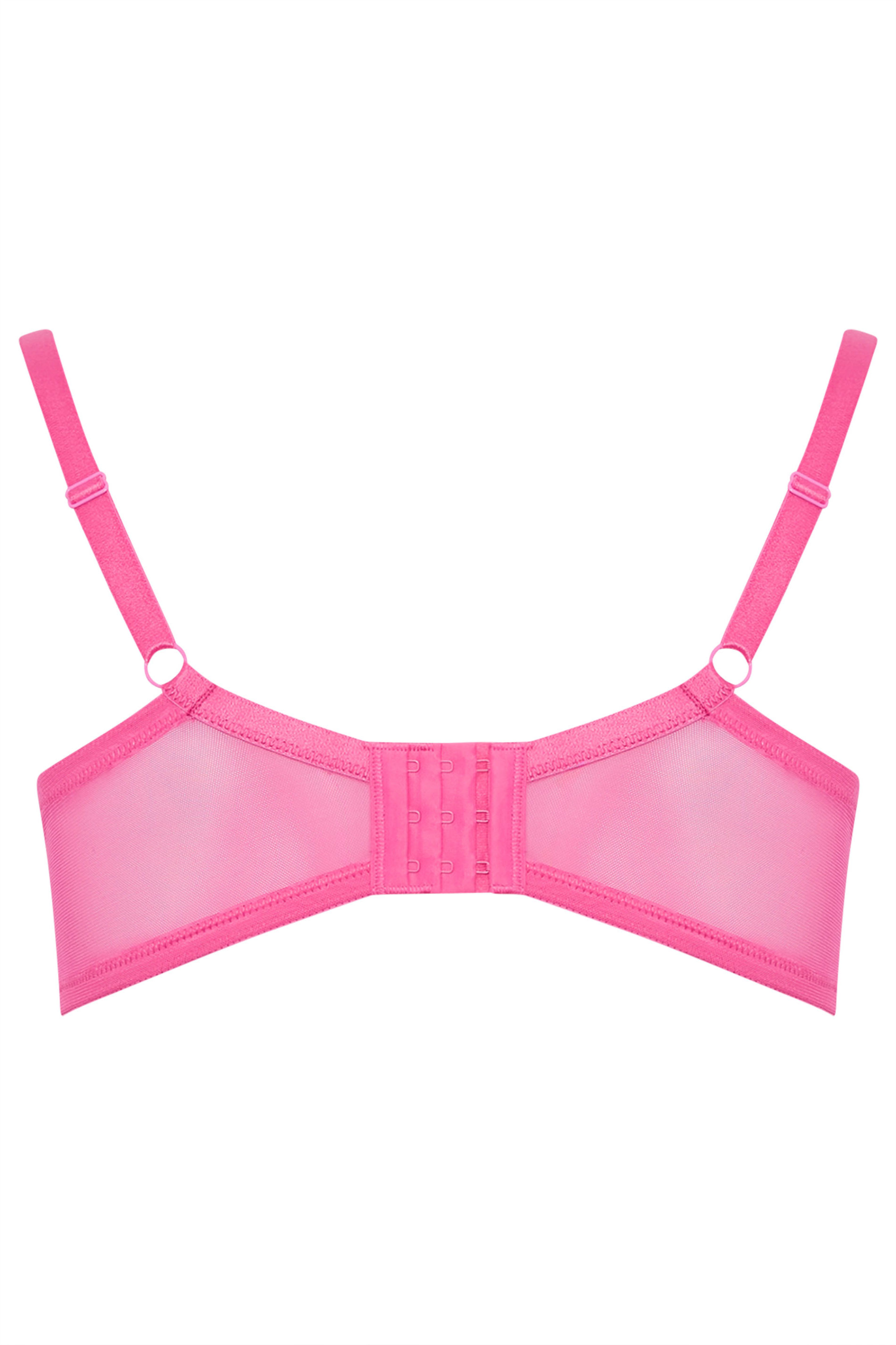 YOURSET 3 PACK Plus Size Black & Pink Animal Mesh Underwired Bras | Yours Clothing 12