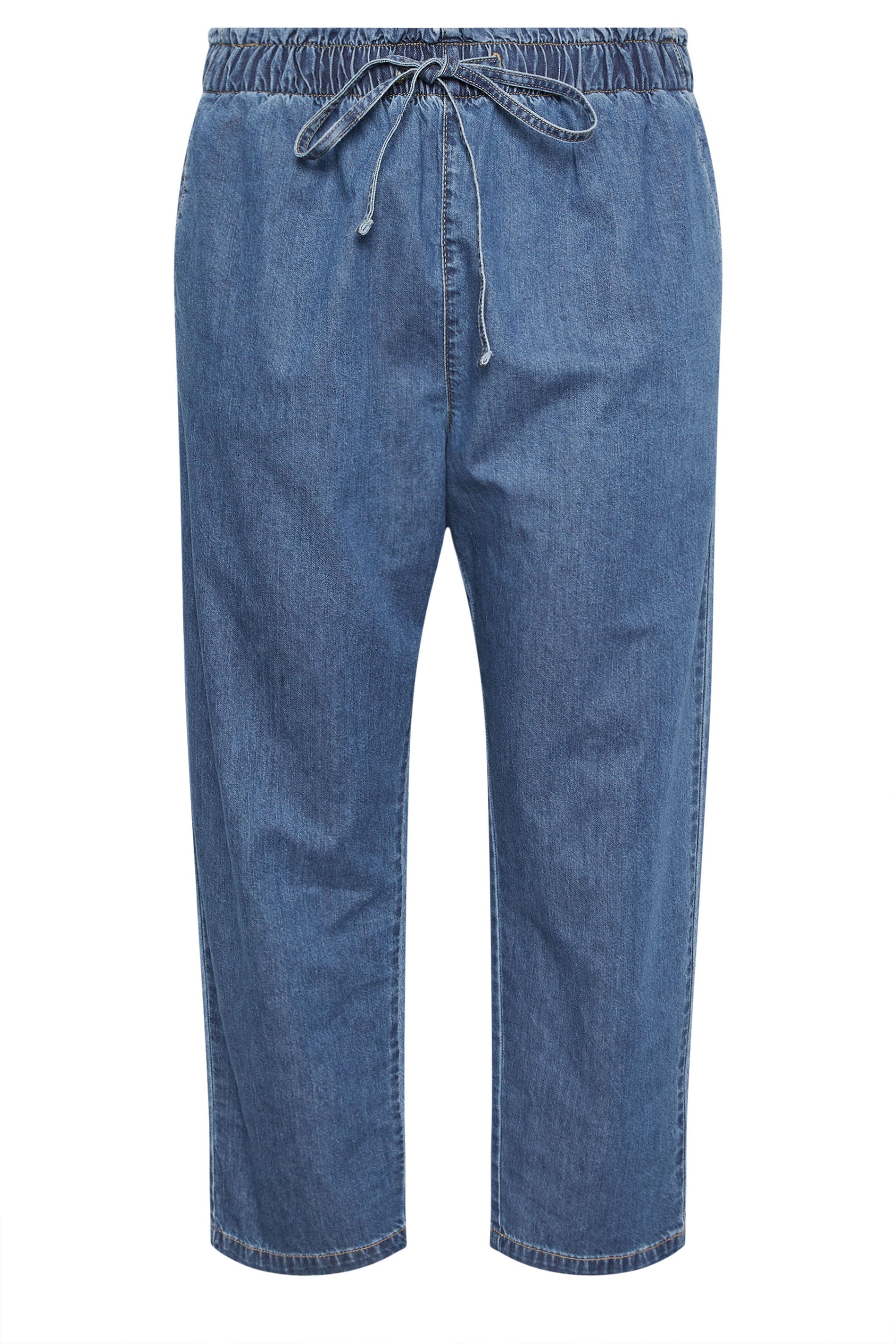 YOURS Plus Size Blue Paperbag Waist Straight Leg Jeans | Yours Clothing 5