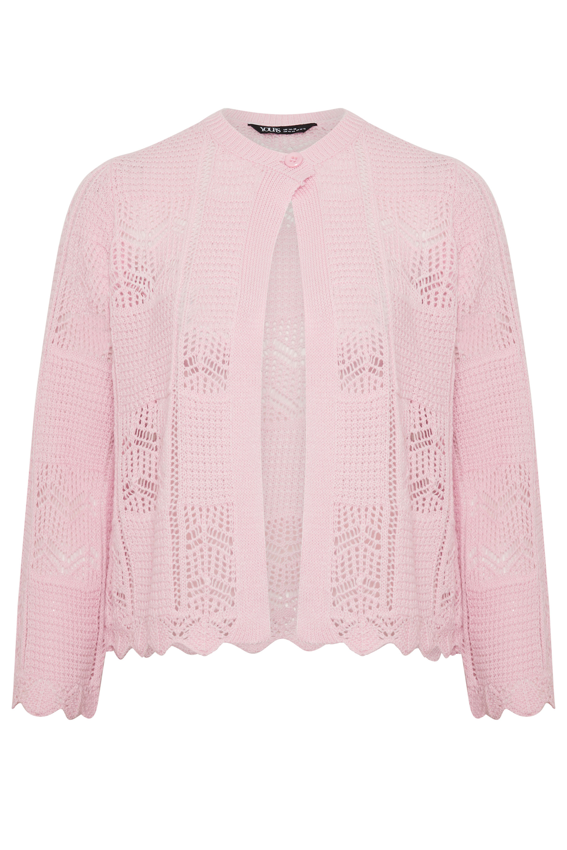 YOURS Plus Size Pink Crochet Knitted Cardigan | Yours Clothing 5