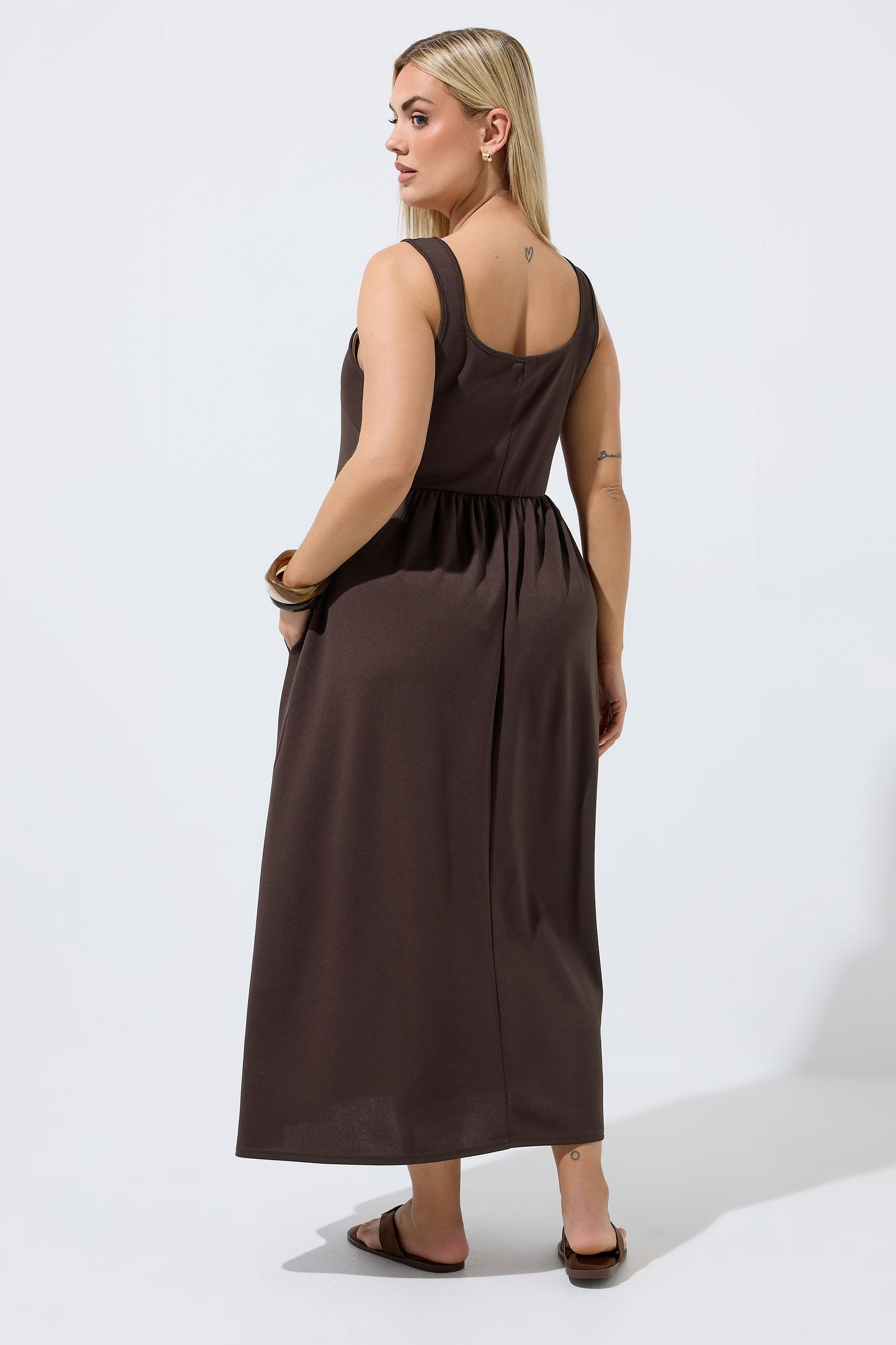 LIMITED COLLECTION Plus Size Chocolate Brown Maxi Dress | Yours Clothing 2