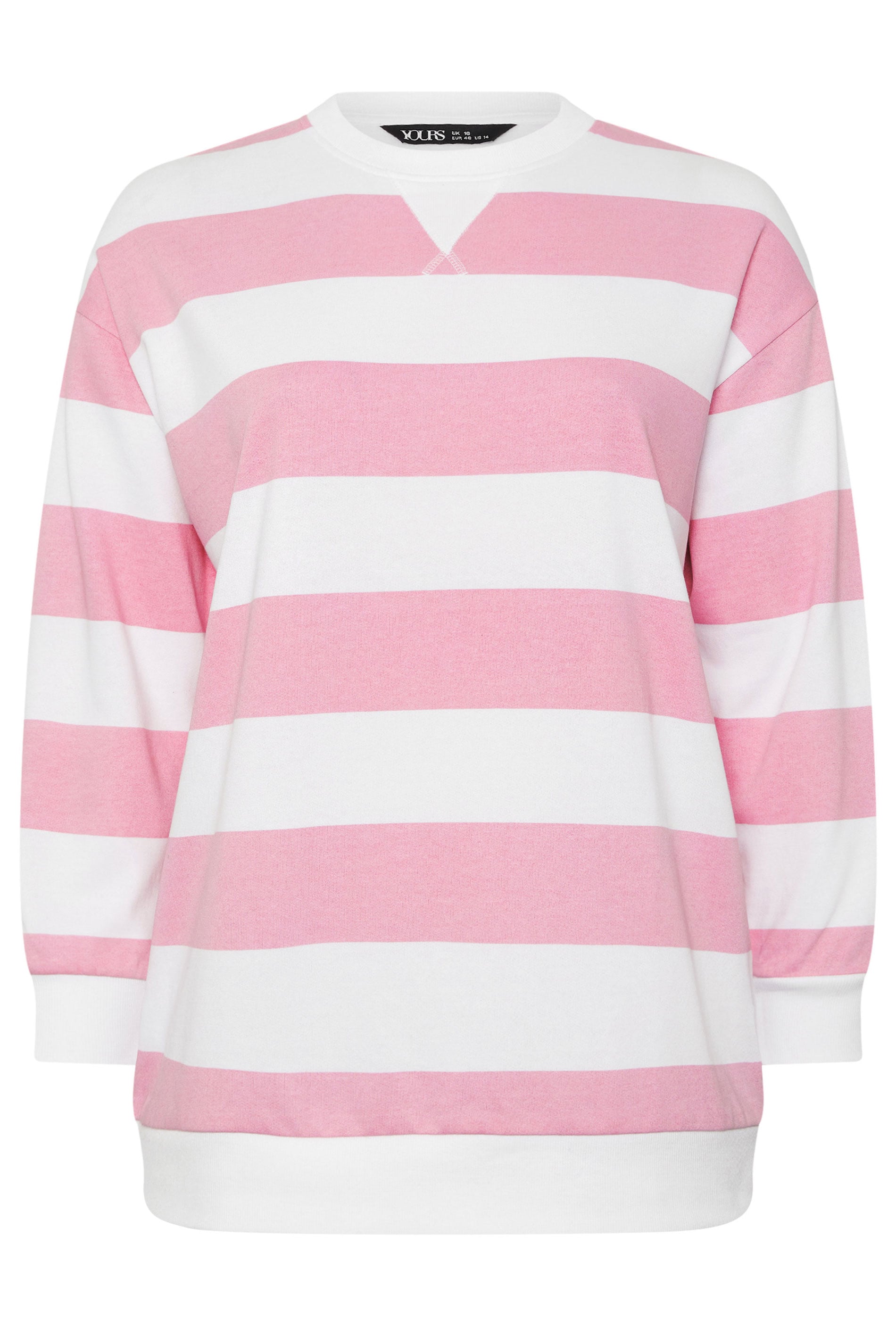 YOURS Plus Size Pink & White Stripe Sweatshirt | Yours Clothing 5