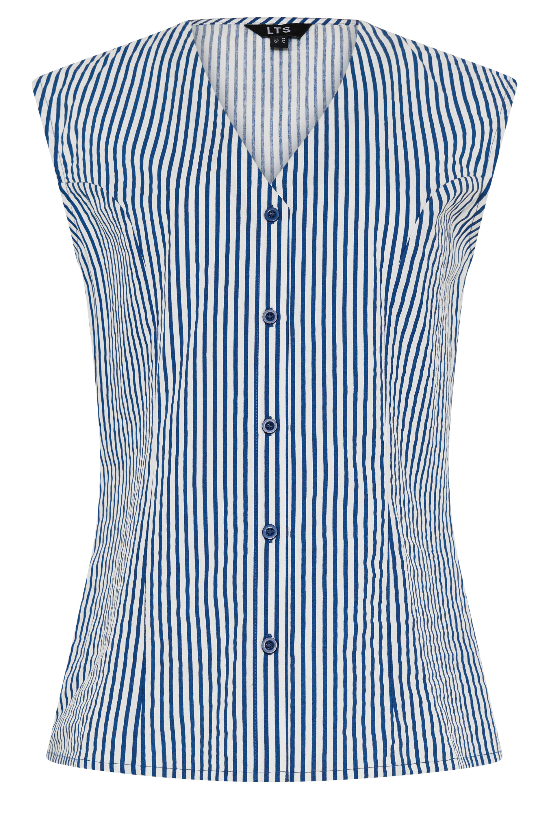 LTS Tall Women's Blue Striped Cotton Waistcoat | Long Tall Sally 6