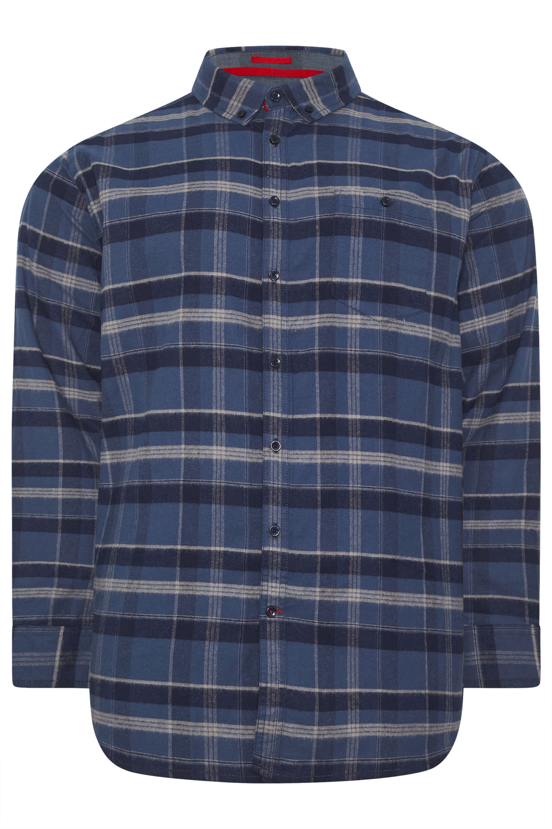 D555 Big & Tall Navy Blue Check Shirt | BadRhino 2