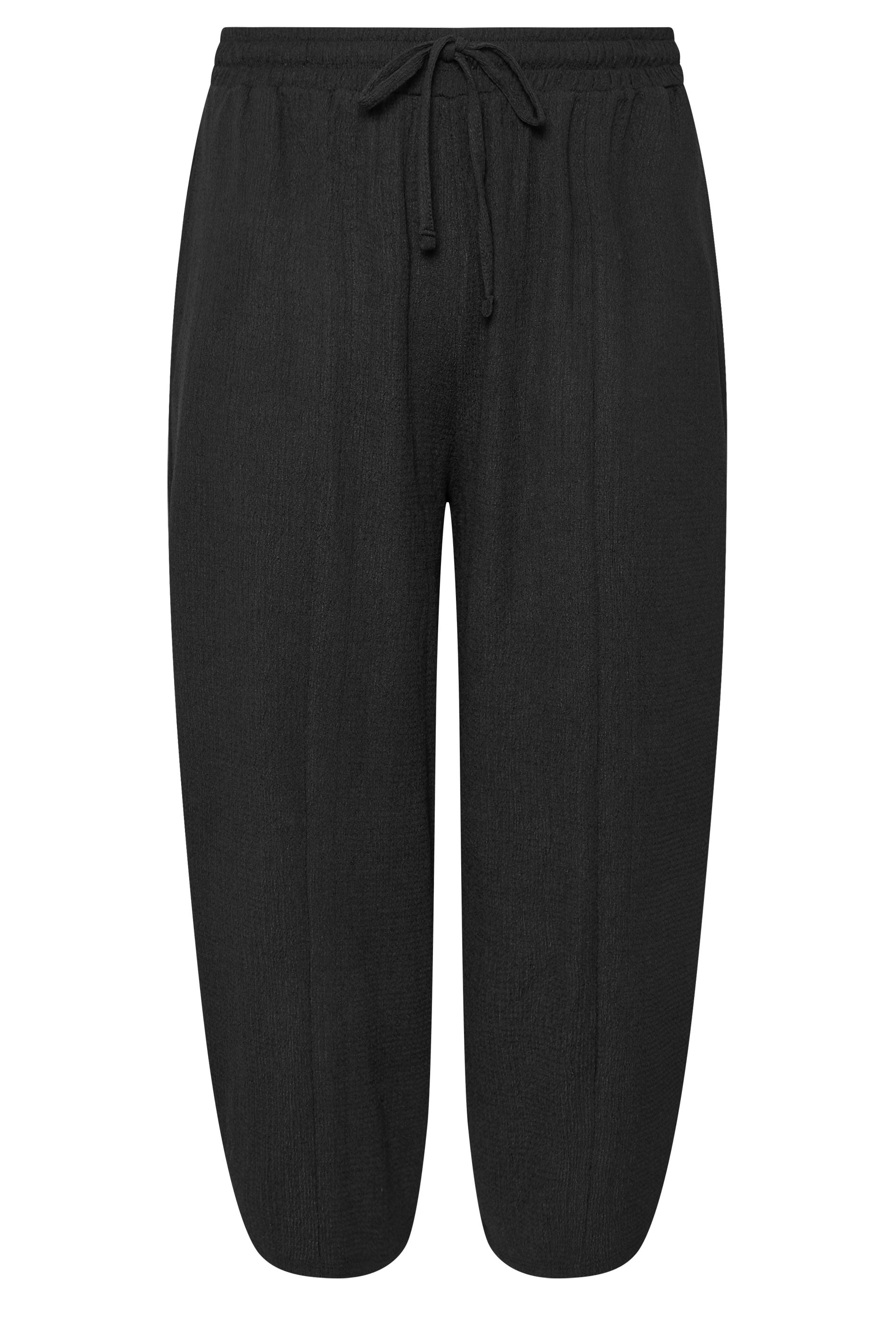 YOURS Plus Size Black Crinkle Barrel Trousers | Yours Clothing 5