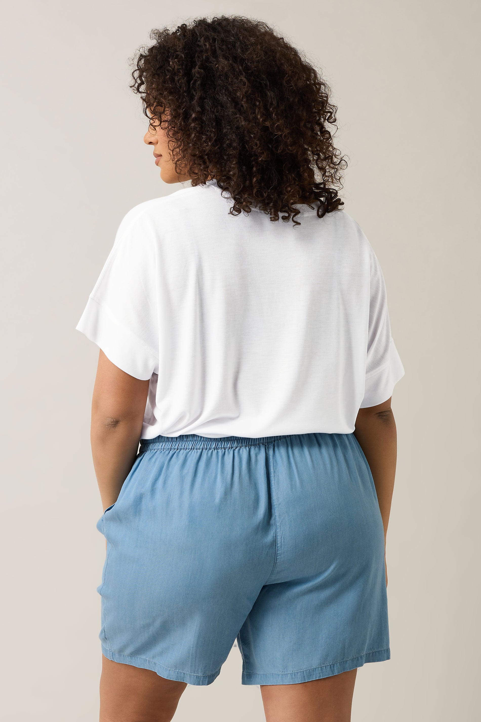 EVANS Plus Size Light Blue Lyocell Denim Shorts | Evans 4