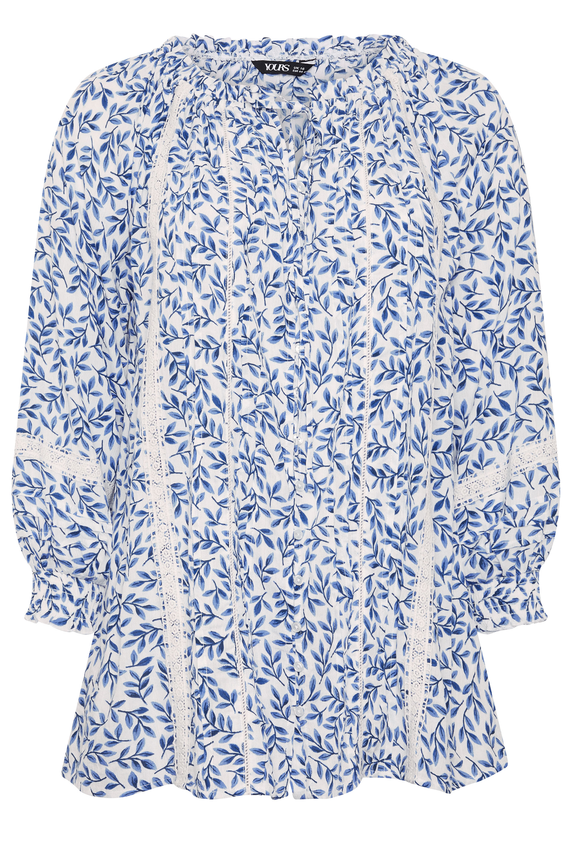 YOURS Plus Size Blue Leaf Pintuck Blouse | Yours Clothing 6