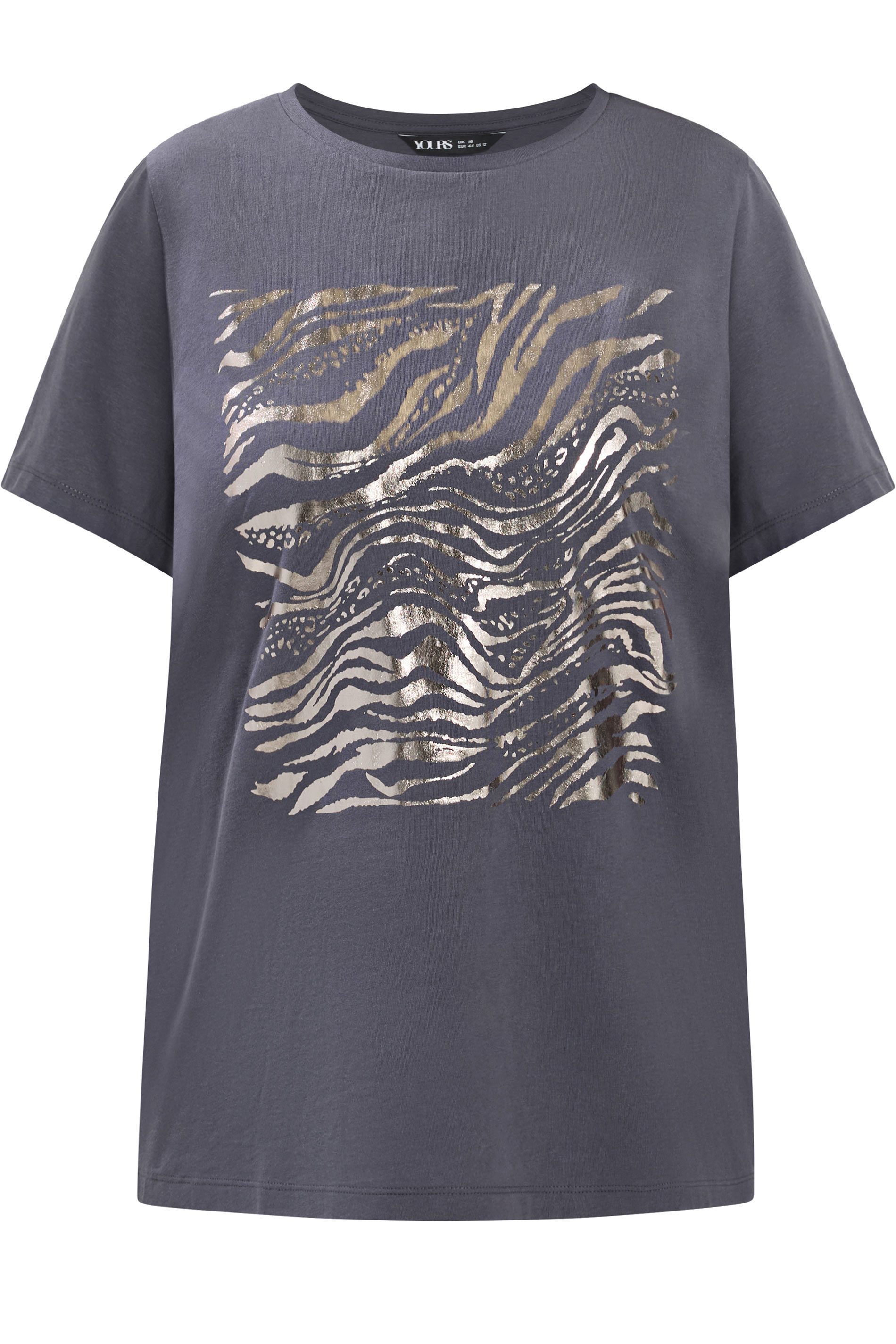 YOURS Plus Size Grey Zebra Foil T-Shirt | Yours Clothing 5