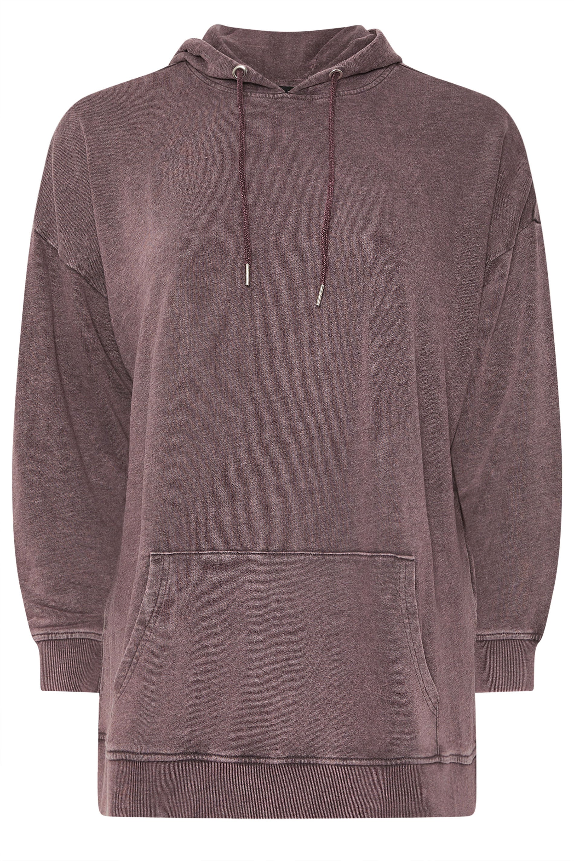 YOURS Plus Size Burgundy Red Acid Wash Hoodie | Yours Clothing 5