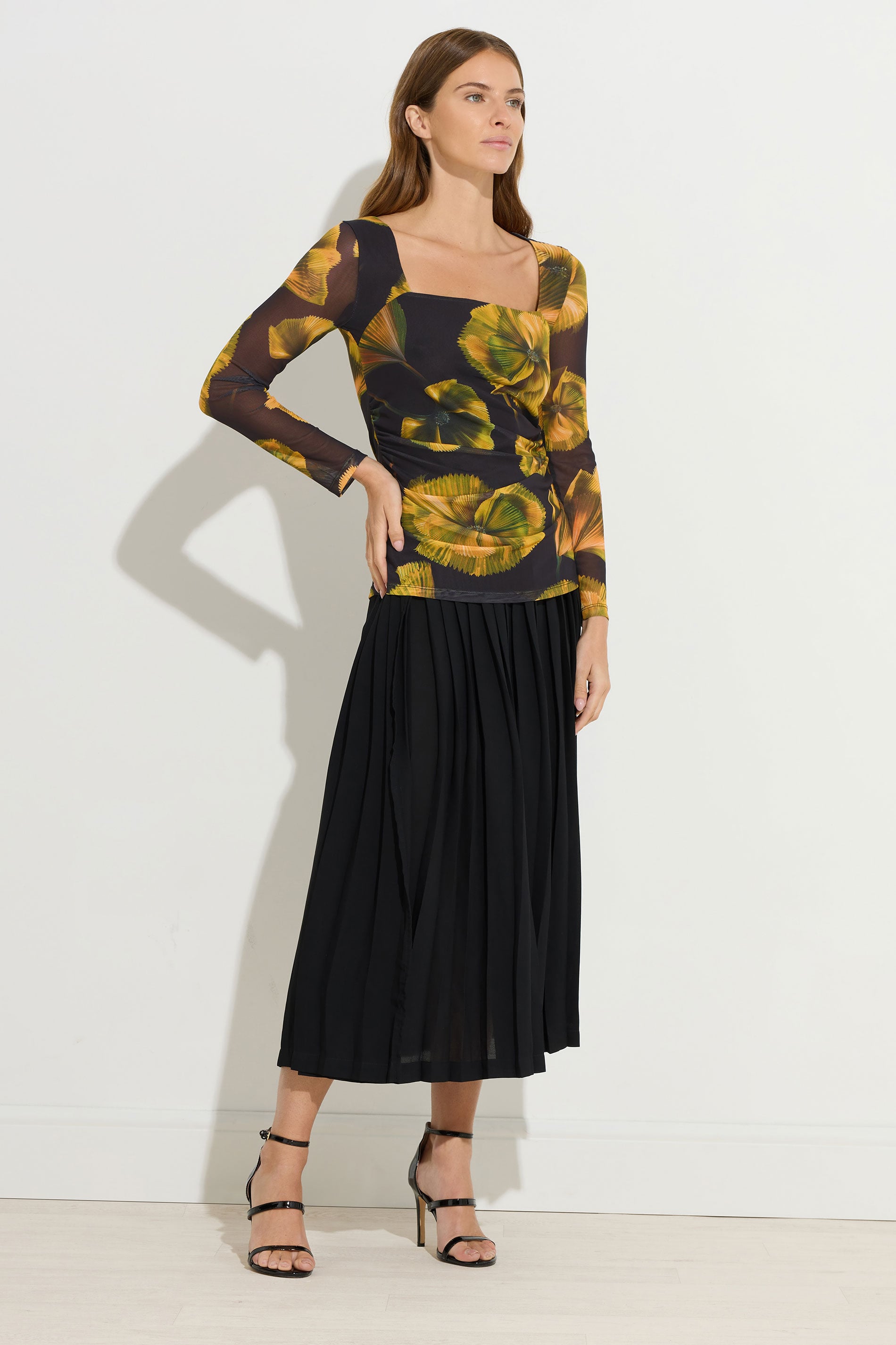 STAR Yellow Floral Square Neck Mesh Top | StarByJM 4