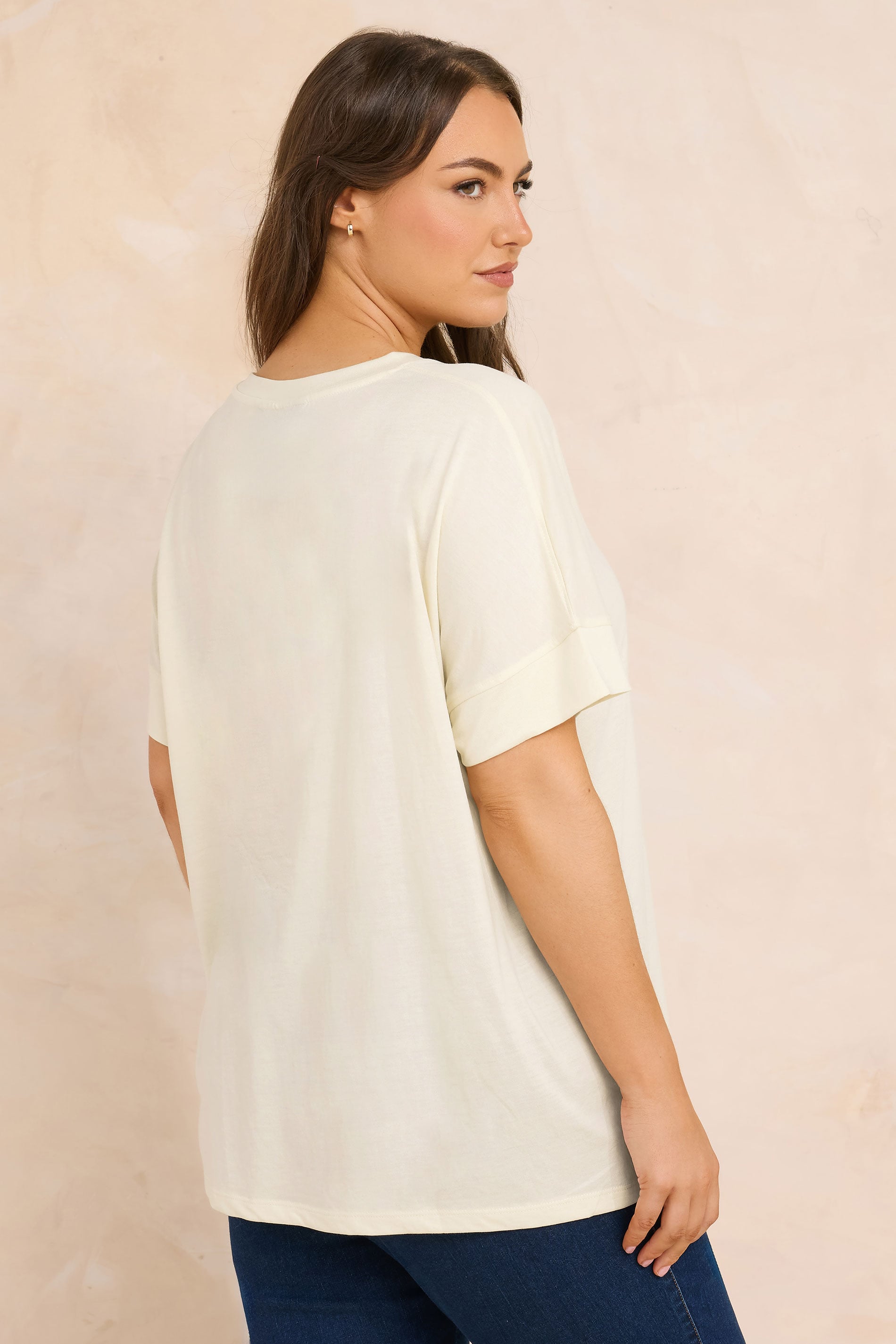 EVANS Plus Size Ivory White V-Neck Modal Rich T-Shirt | Evans 2