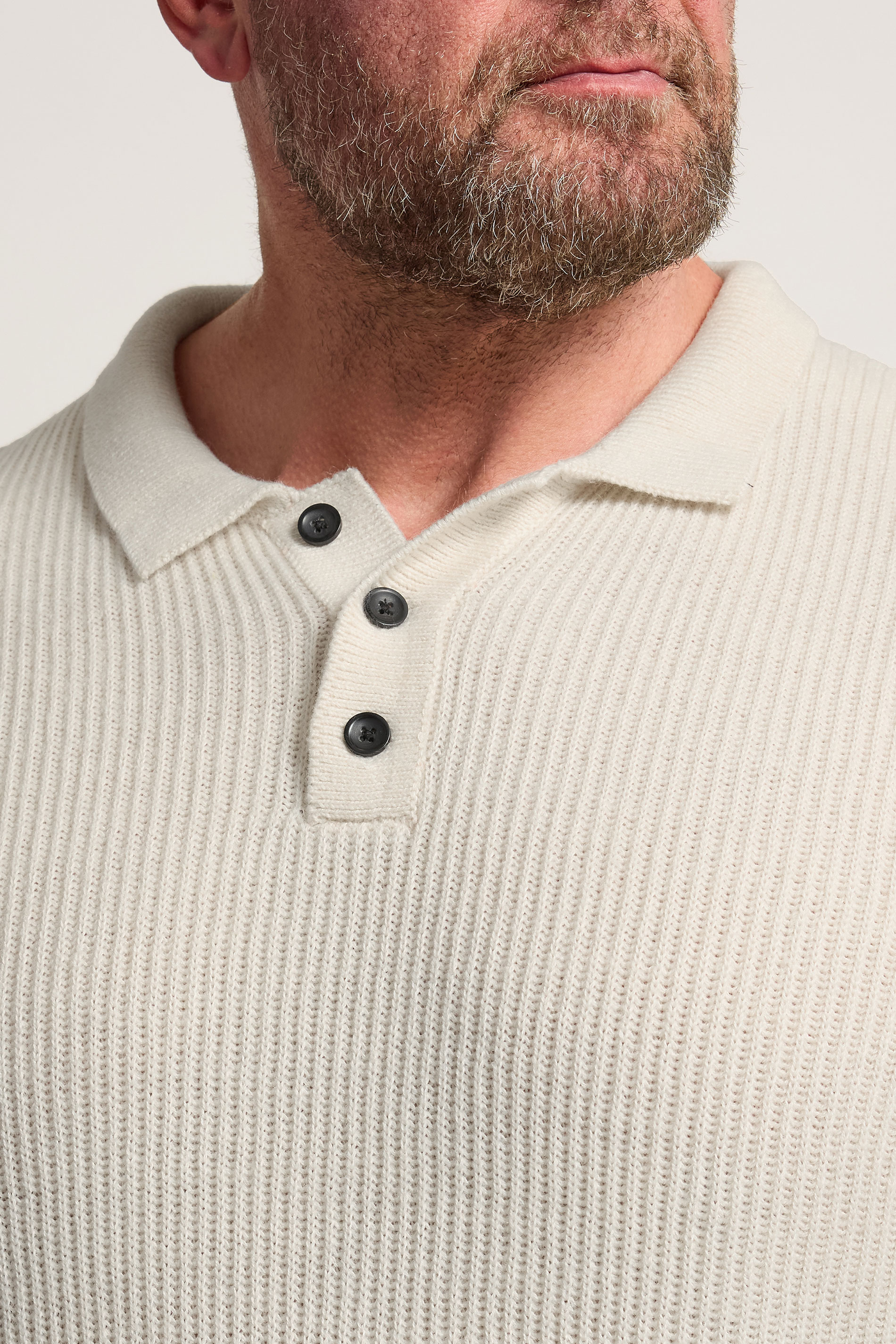 BadRhino Big & Tall Natural Brown Chunky Knit Collared Jumper | BadRhino 5