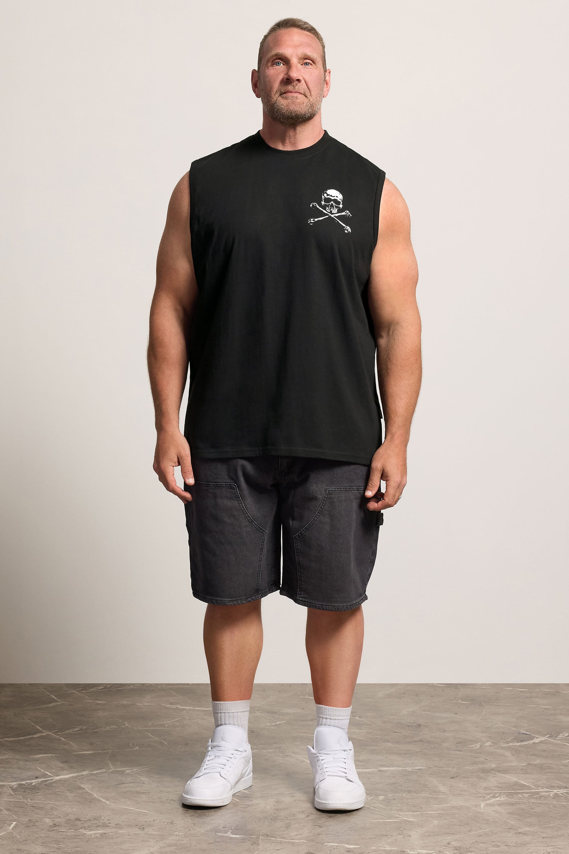 BadRhino Big & Tall Black Skull & Crossbones Graphic Muscle Vest | BadRhino 1