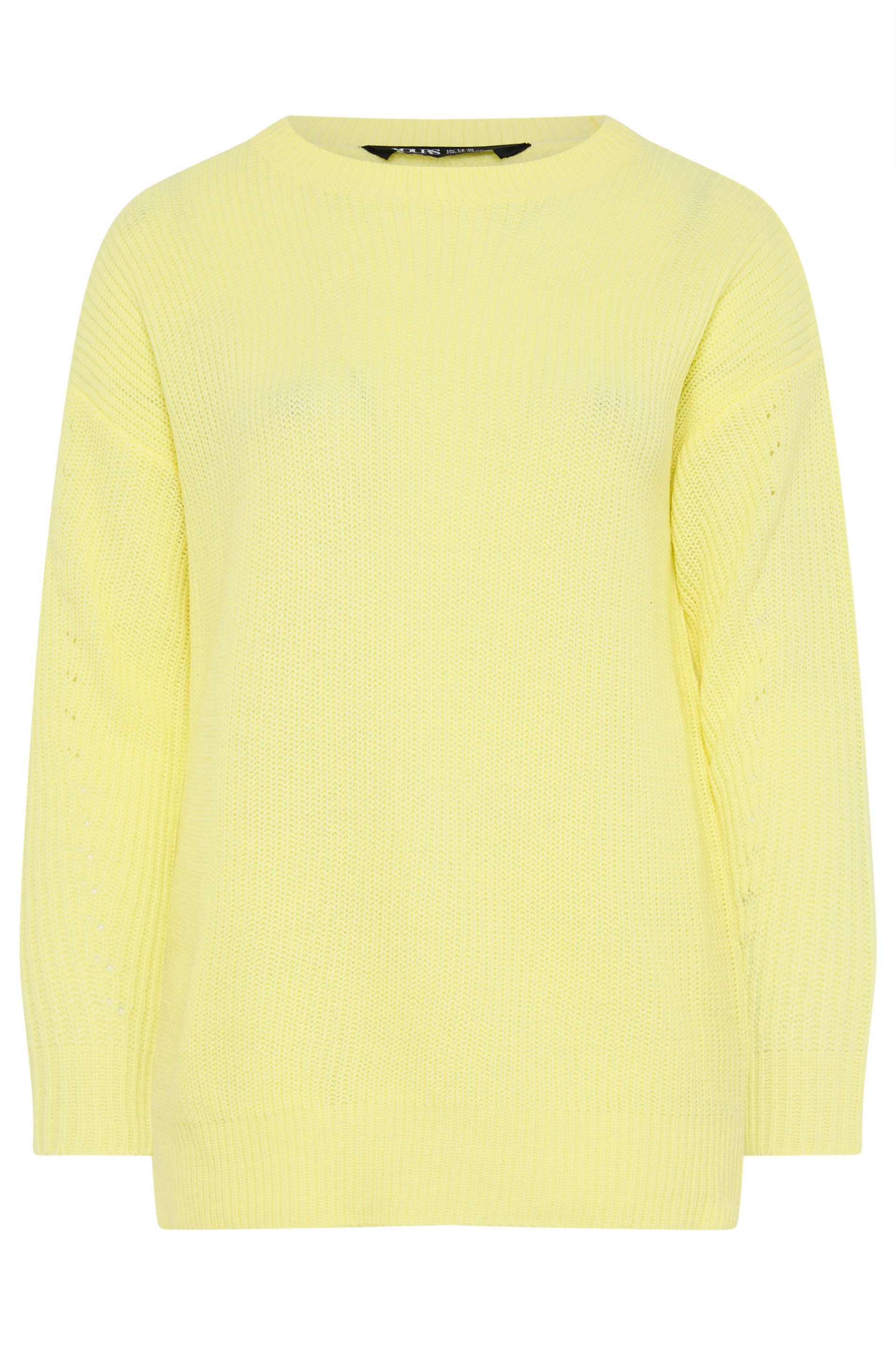 YOURS Plus Size Butter Yellow Drop Shoulder Jumper | Yours Clothing 5