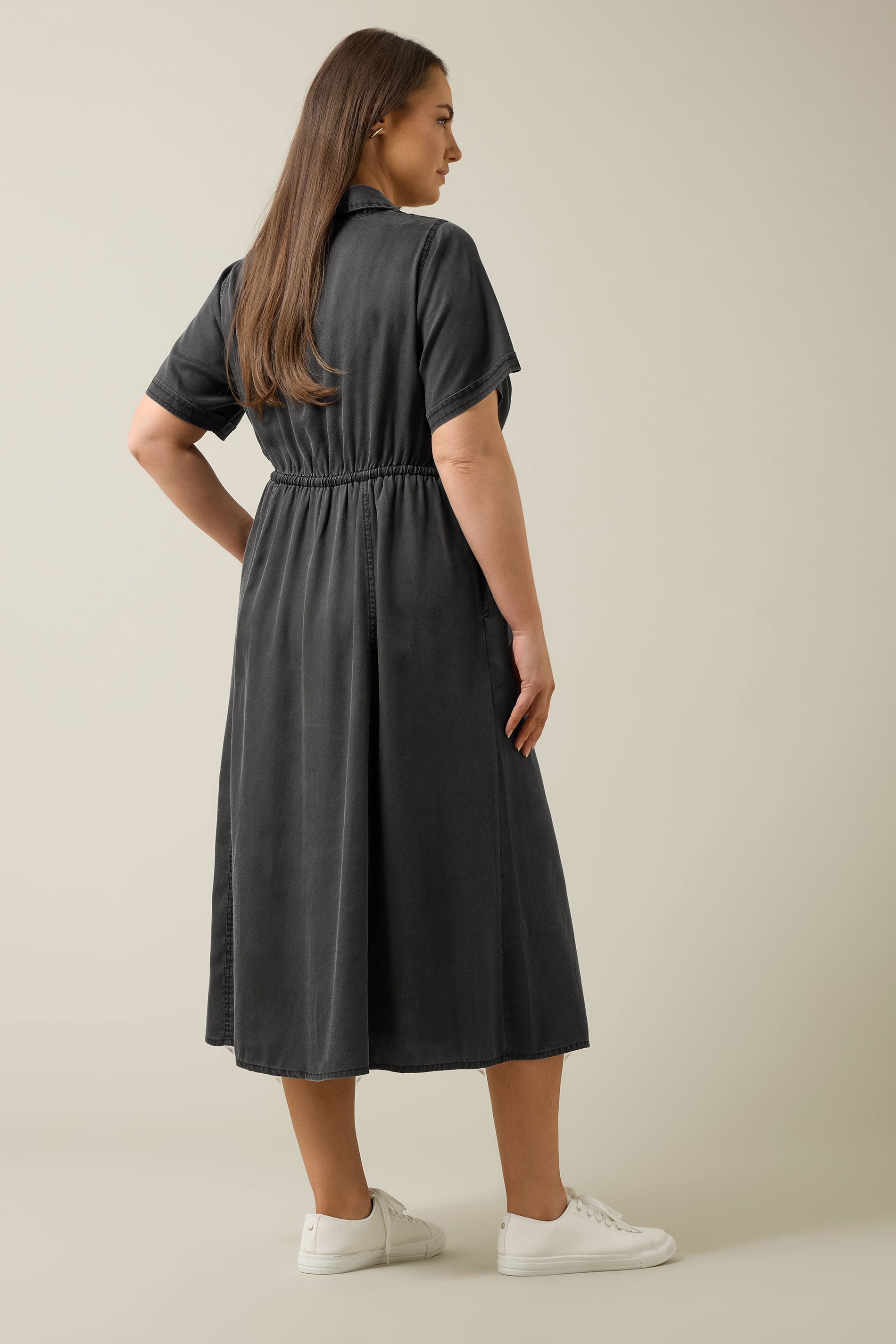 EVANS Plus Size Black Lyocell Denim Shirt Dress | Evans 4