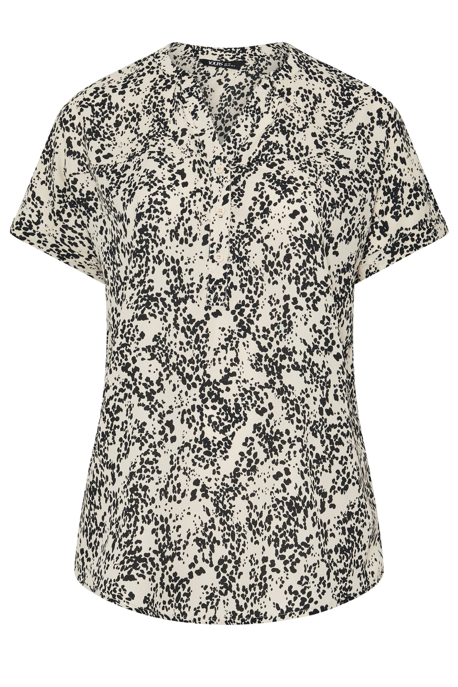 YOURS Curve Ivory White Dalmatian Print Notch Neck Blouse | Yours Clothing 5