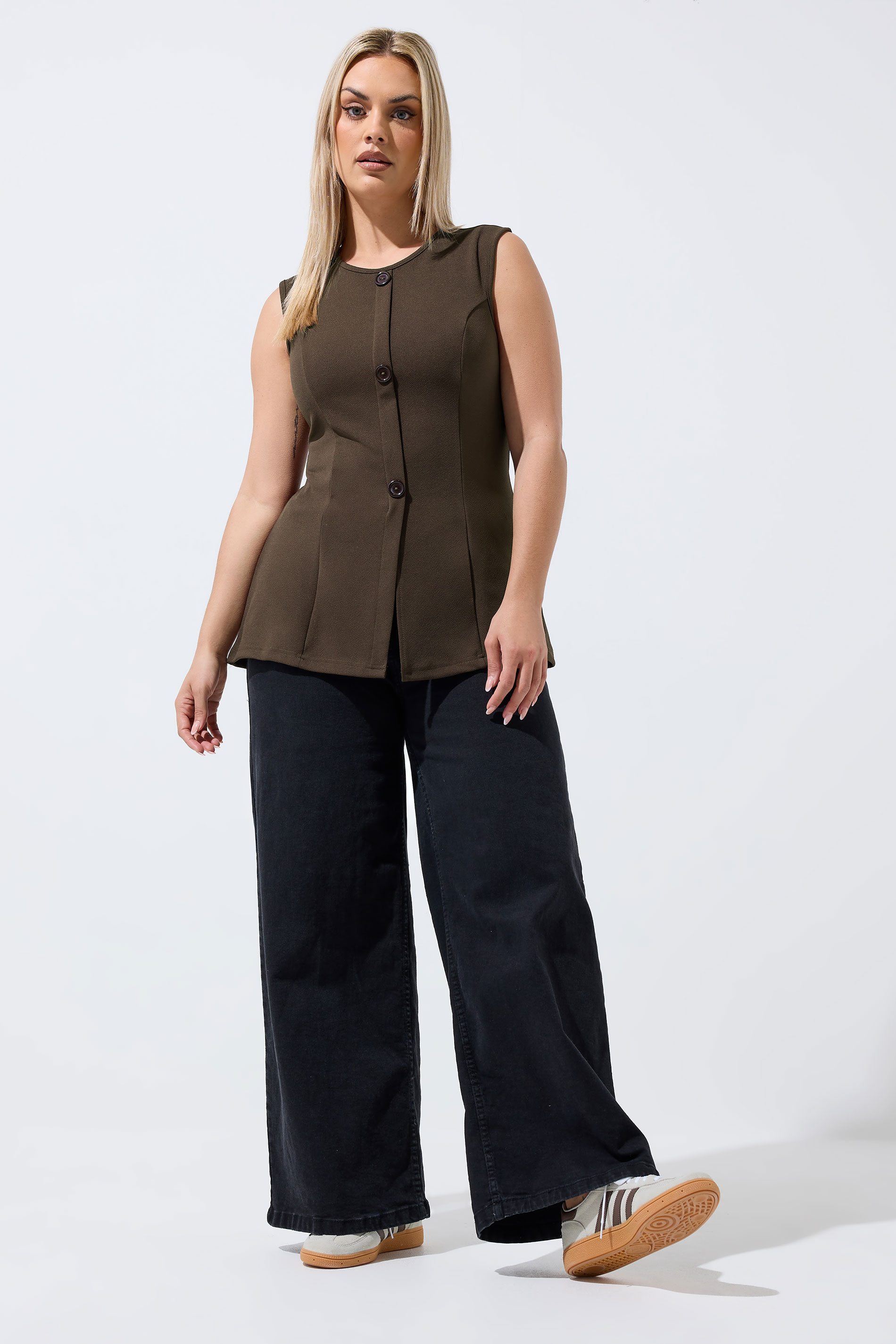 LIMITED COLLECTION Plus Size Chocolate Brown Seam Detail Waistcoat | Yours Clothing 1