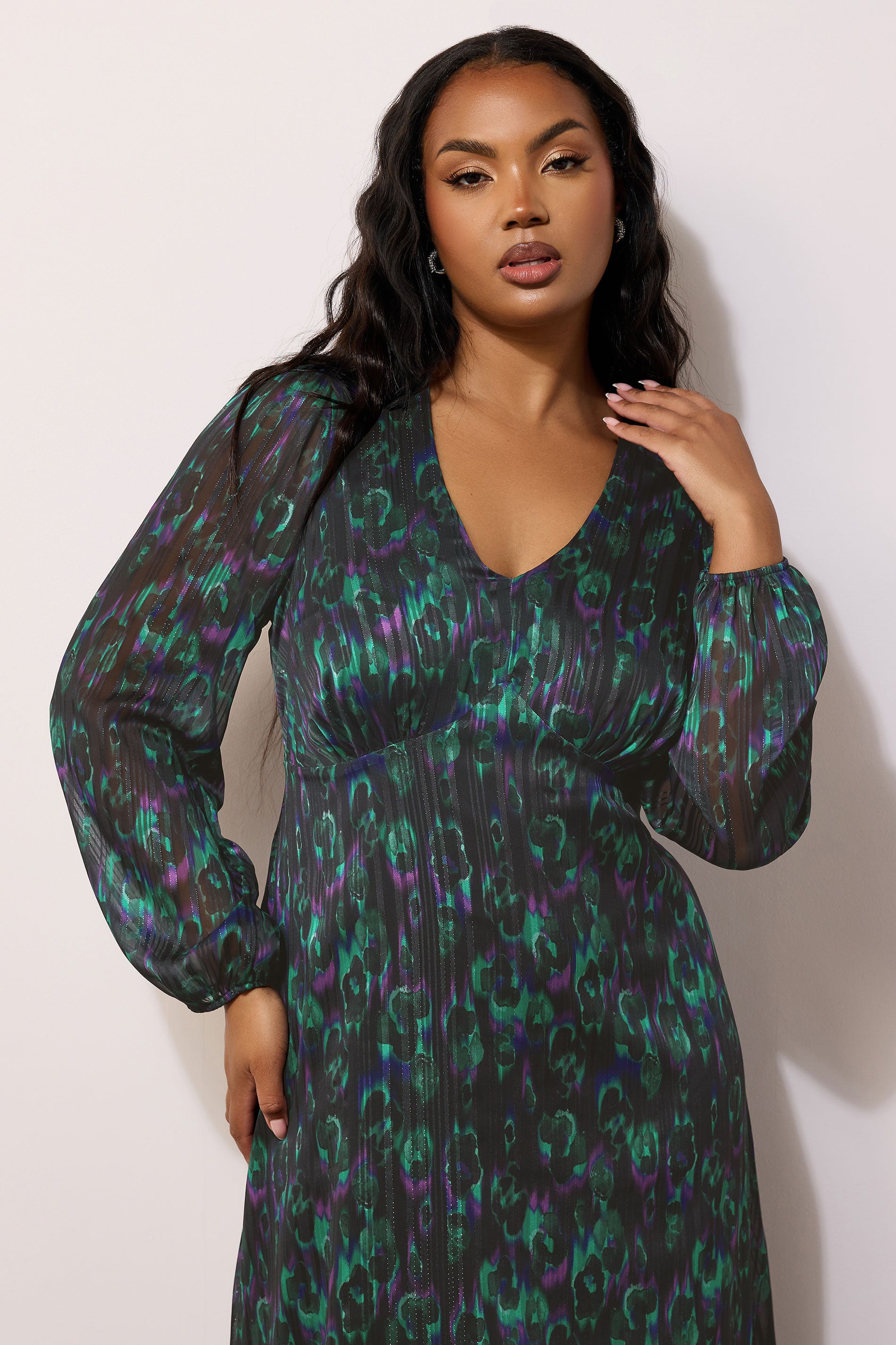 YOURS LONDON Plus Size Black Metallic Animal Maxi Dress | Yours Clothing 4