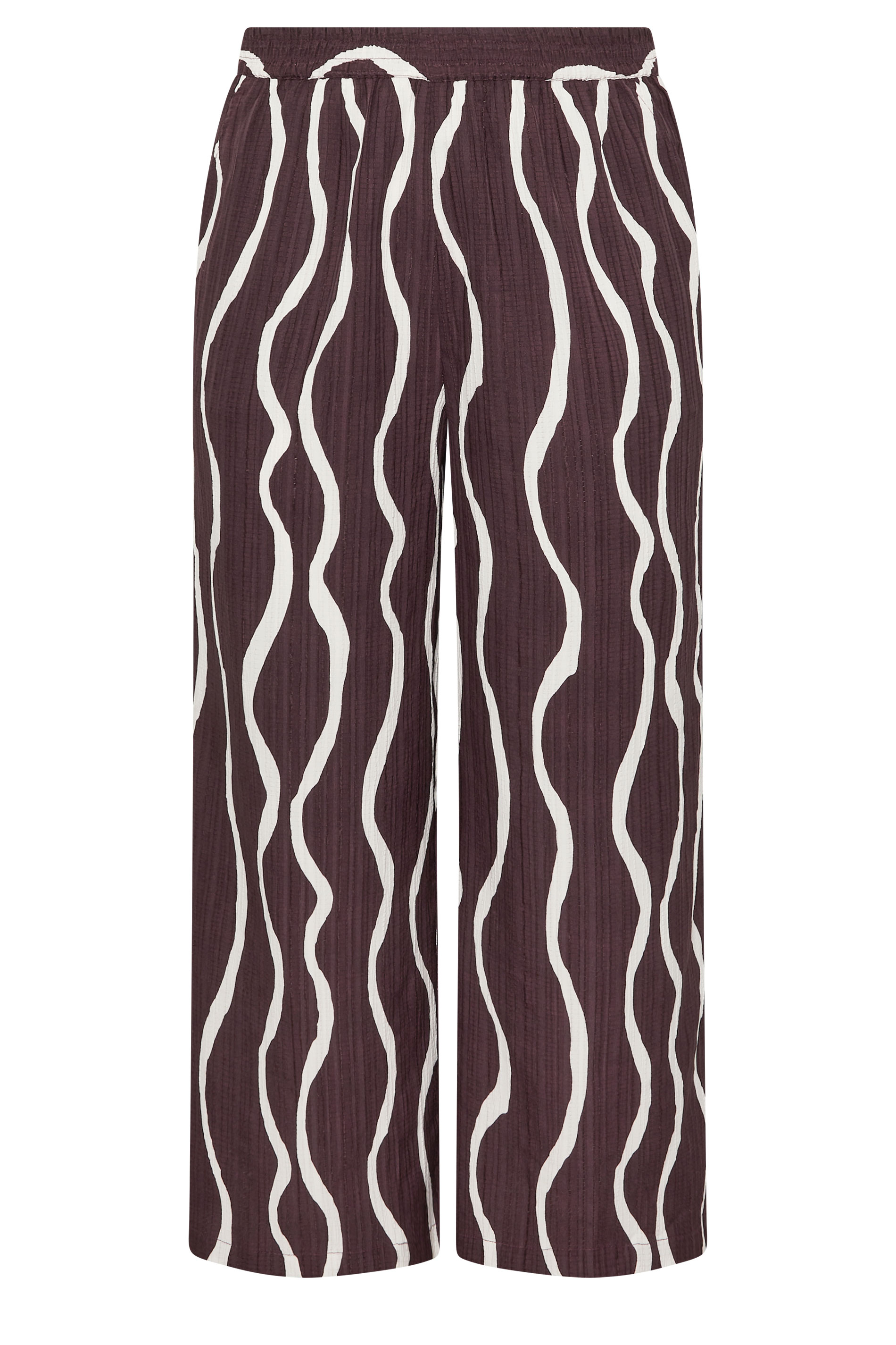 LIMITED COLLECTION Plus Size Brown Wavy Print Wide Leg Trousers | Yours Clothing 5