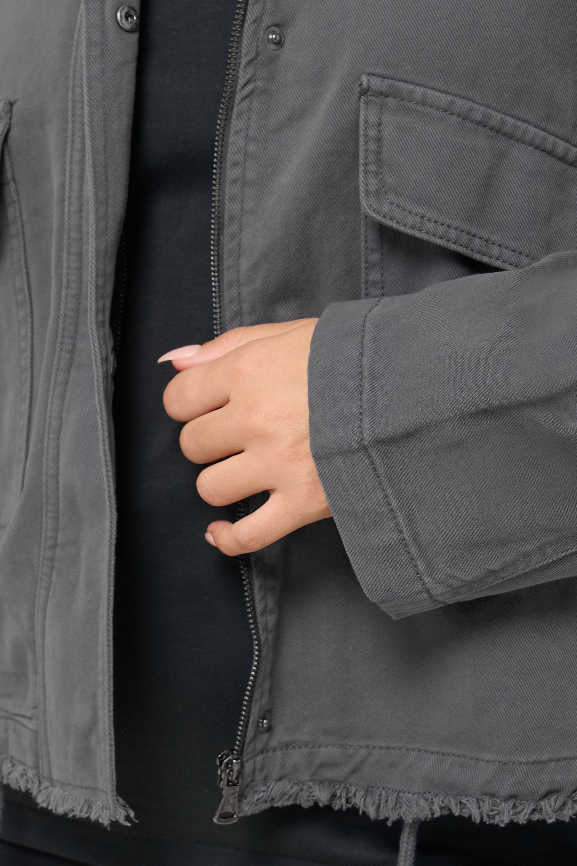 YOURS Plus Size Charcoal Grey Drop Shoulder Twill Jacket | Yours Clothing 4