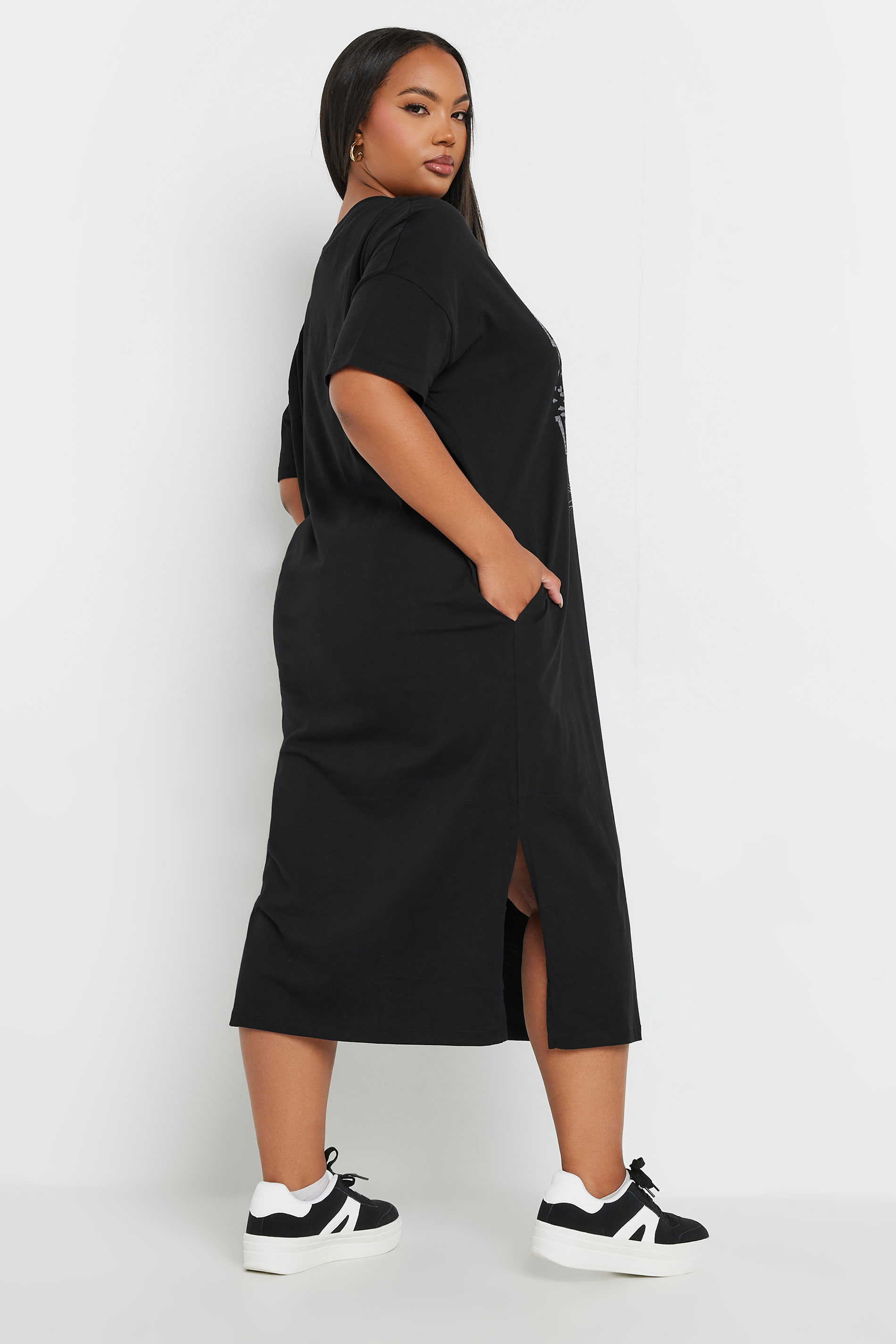YOURS Plus Size Black 'Lost Spirit' Stud Midi Dress | Yours Clothing 2