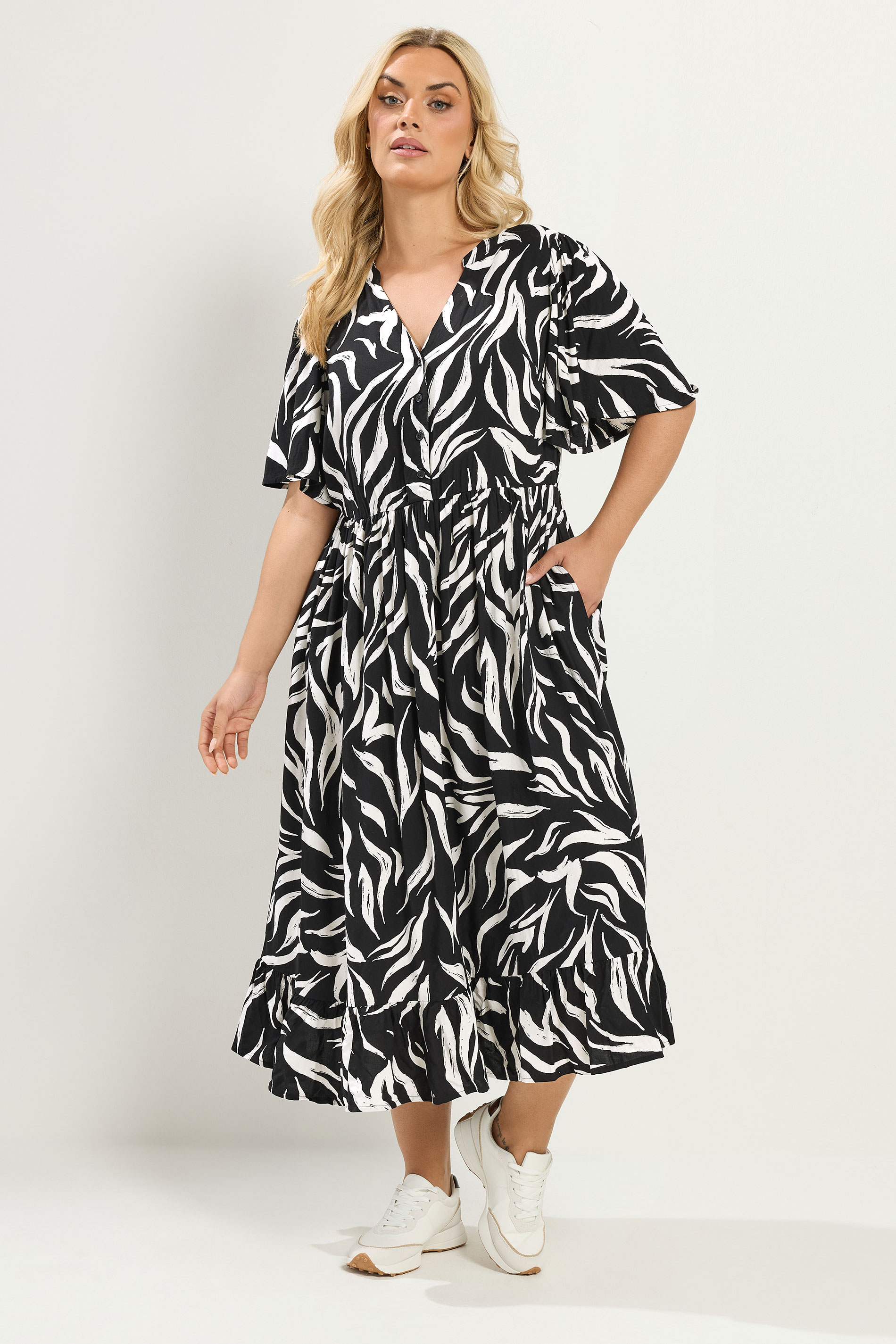 YOURS Plus Size Black Zebra Print Maxi Dress | Yours Clothing 1
