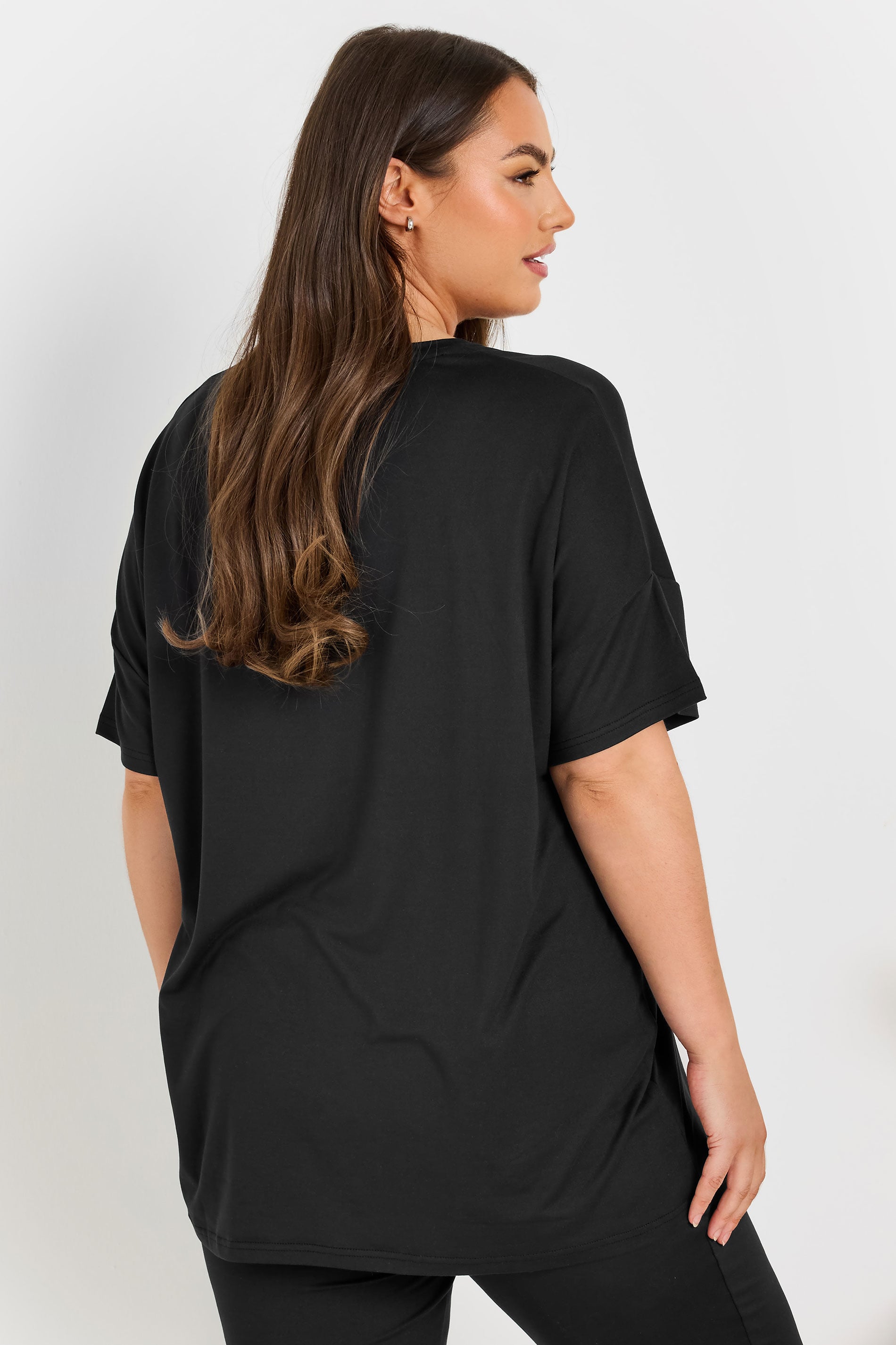 YOURS Plus Size Black 'Forever Wild' Soft Touch Pyjama Top | Yours Clothing 2