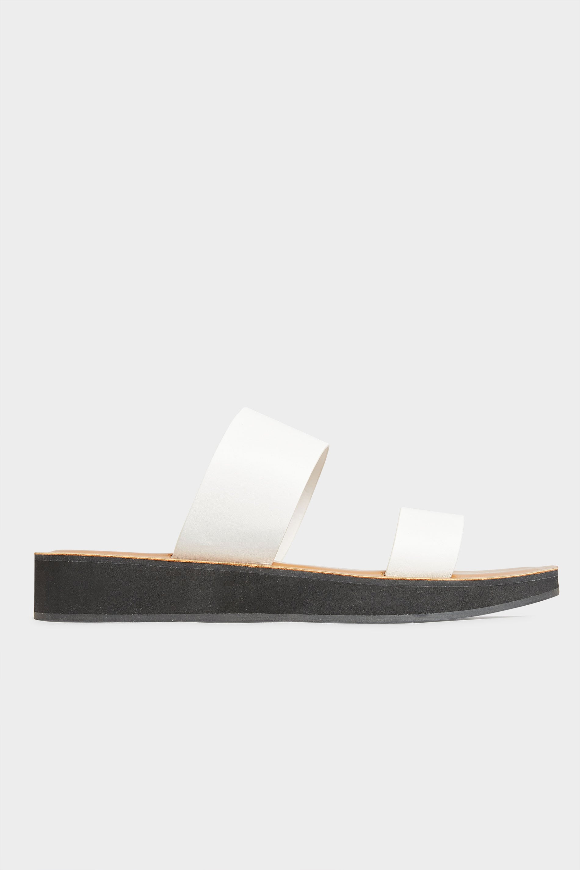 LTS White Two Strap Flat Sandals In Standard Fit | Long Tall Sally 2
