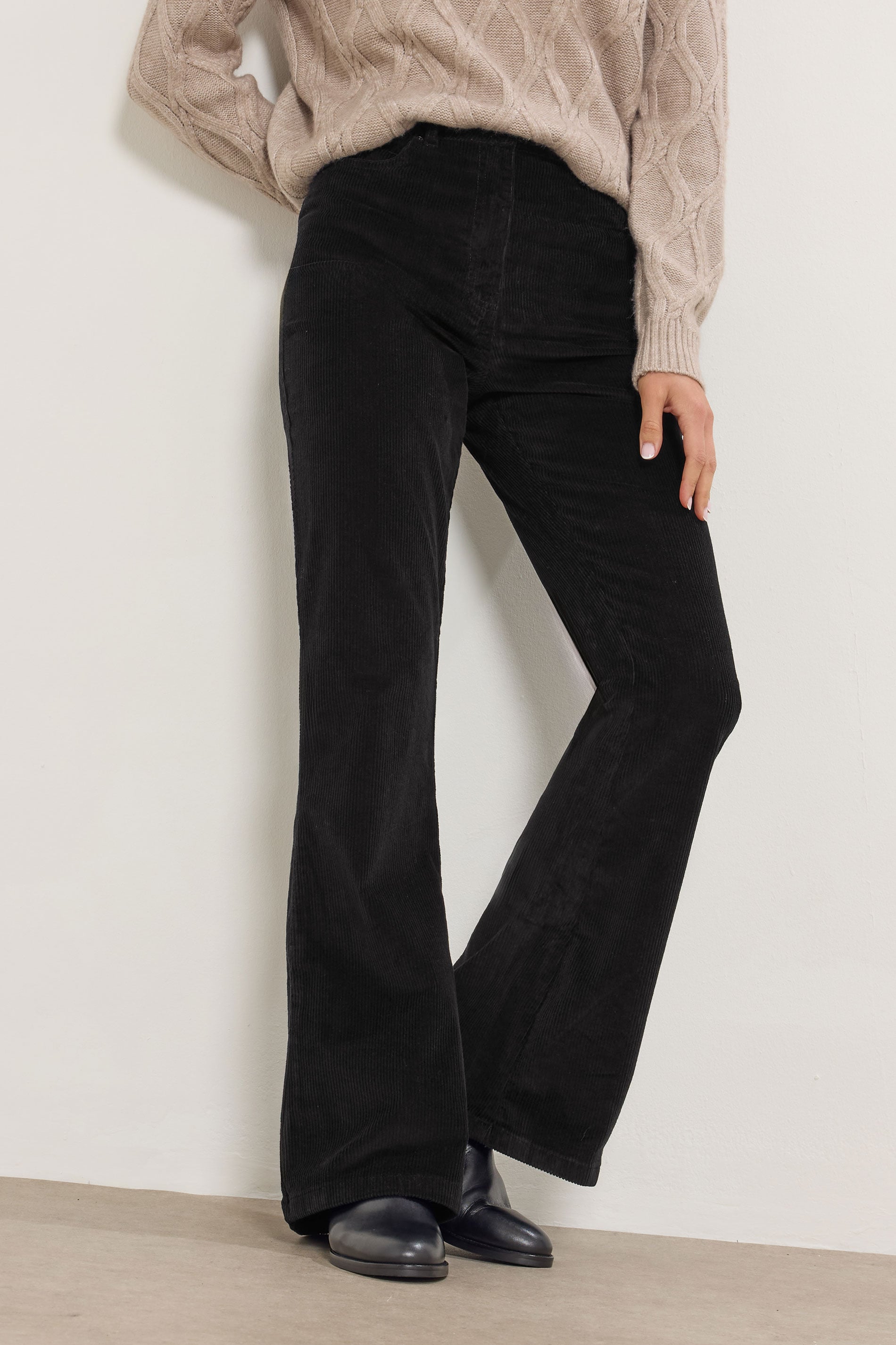 LTS Tall Black Cord Flare Jeans | Long Tall Sally 1