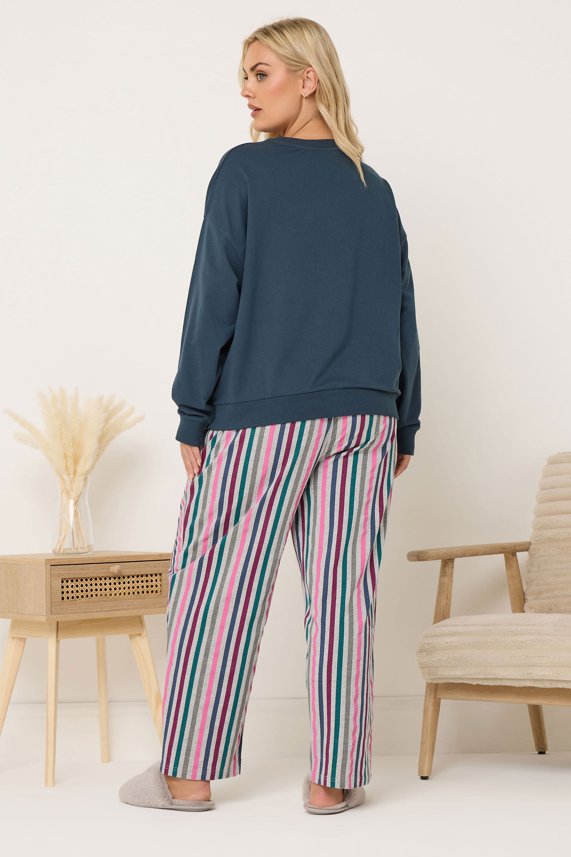 YOURS Plus Size Teal Green 'Sunday Brunch Club' Sweatshirt Lounge Set | Yours Clothing 2